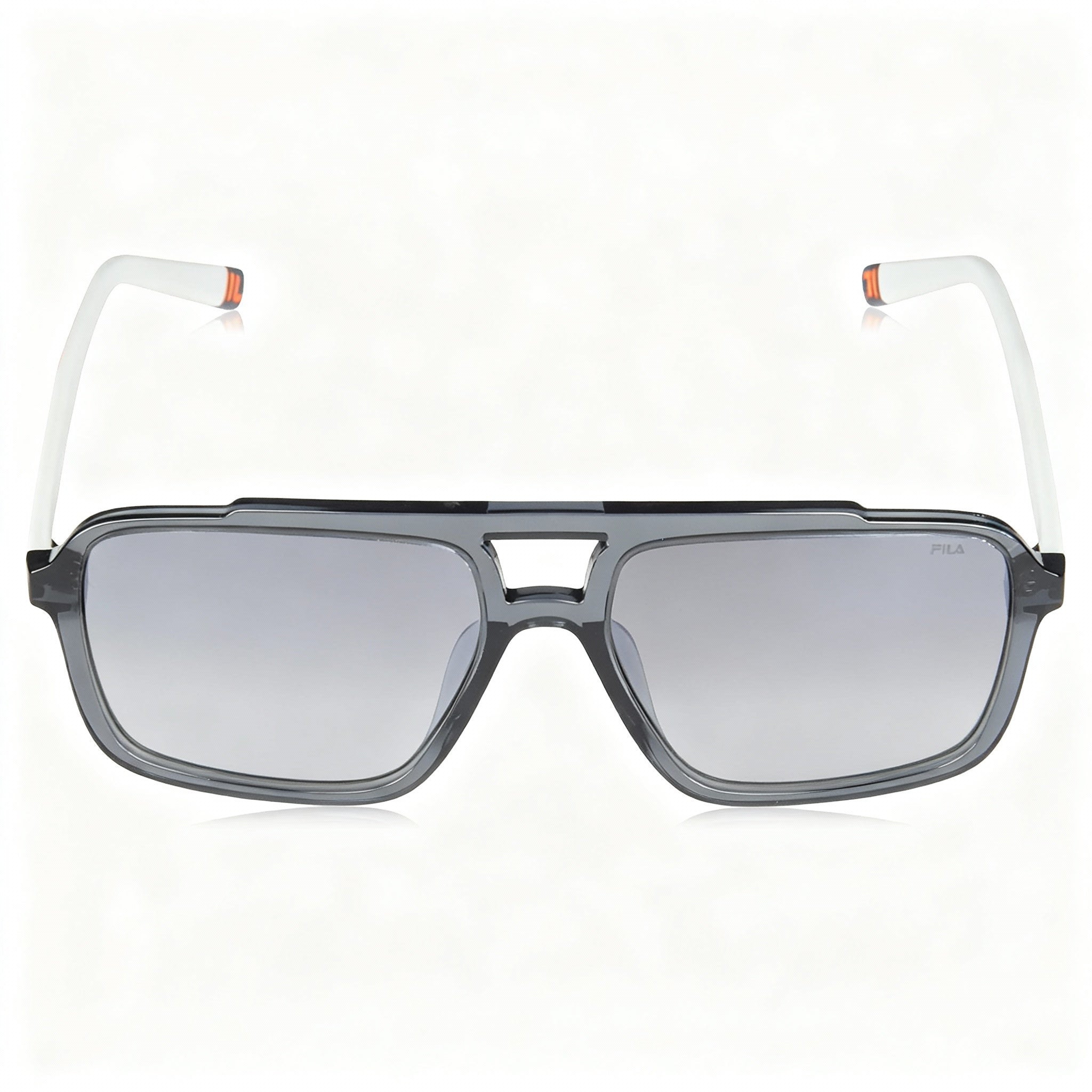 Fila Sfi460 Unisex Sunglasses, Asphalt Grey Frame, Non-Polarized UV Protection Smoke Gradient Mirror Silver Triacetate Lenses 57-16-145