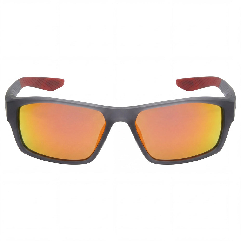 Gafas de sol rectangulares Nike Brazen Shadow-m unisex de plástico inyectado, gris oscuro/negro/rojo espejo, 59 mm