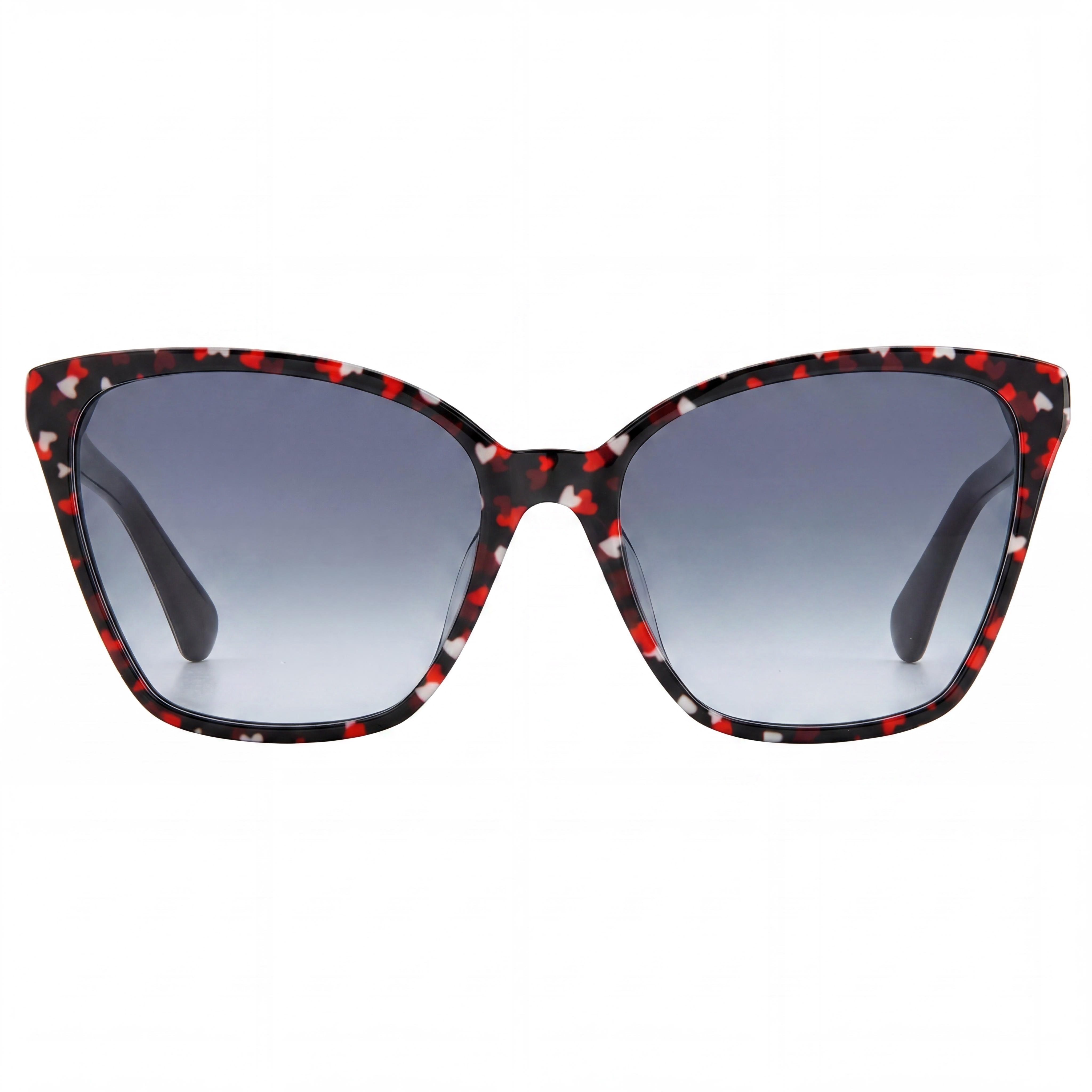 kate spade new york Amiyah/G/S Women's Plastic Cat Eye Sunglasses, Multicolor Gold-logo, Dark Grey Shaded UV Lenses, 56mm, Photo 2