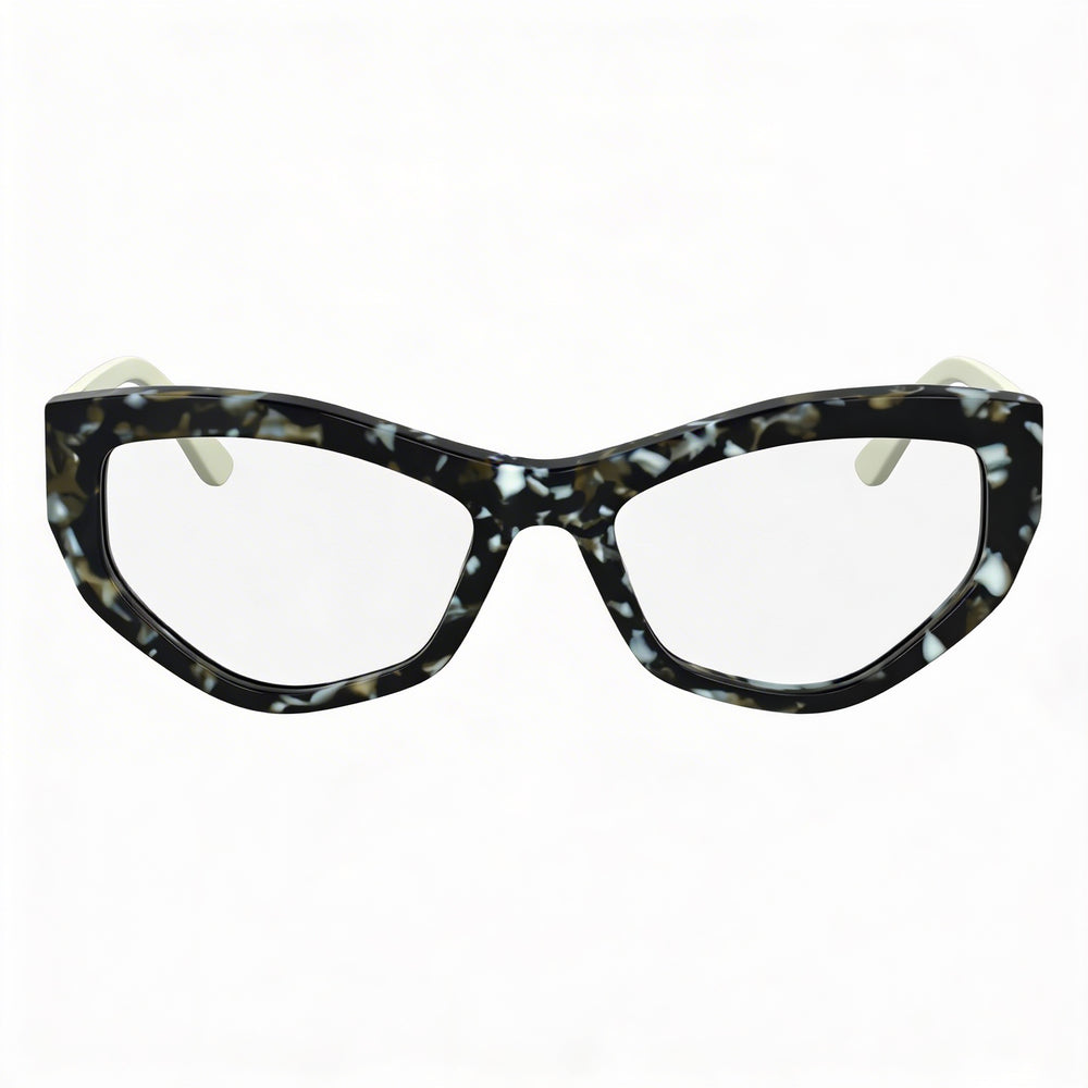 Gafas KARL LAGERFELD Kl6211 Unisex con montura de acetato negro mármol y lentes de policarbonato transparente de 55 mm