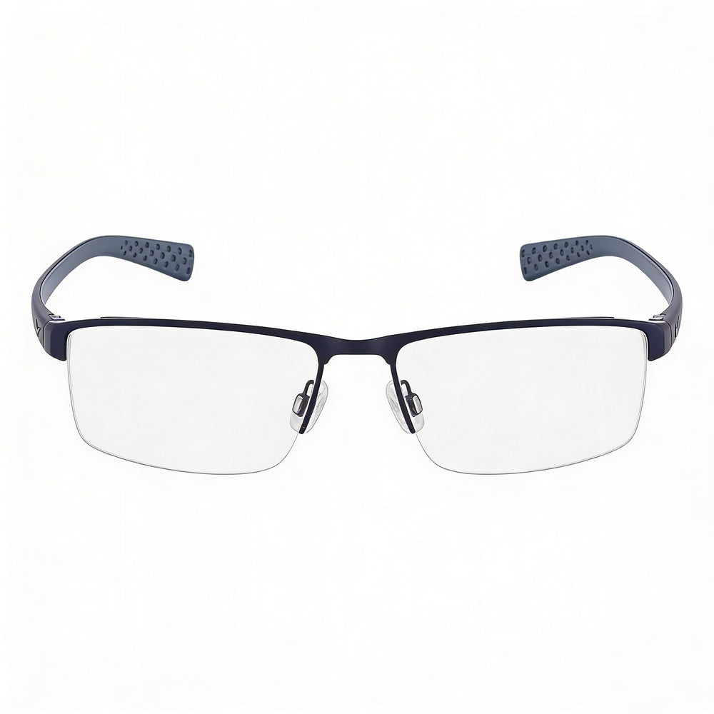Nike Casual Men's Ophthalmic Eyewear, Satin Blue Fade Frame, Transparent Plastic Lens, 55mm
