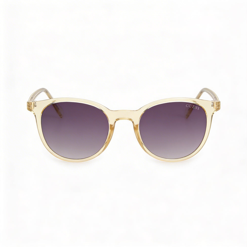 Gafas de sol GUESS Modern para mujer, con montura de plástico amarillo claro brillante y policarbonato gris, protección UV, 51 mm