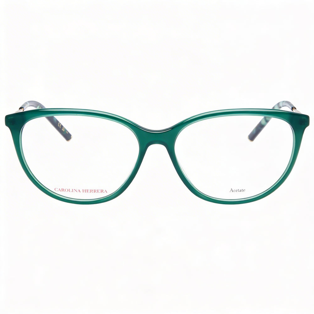 Carolina Herrera Her 0196 Gafas para mujer, montura de plástico verde, lentes transparentes no polarizadas, 55-15-145