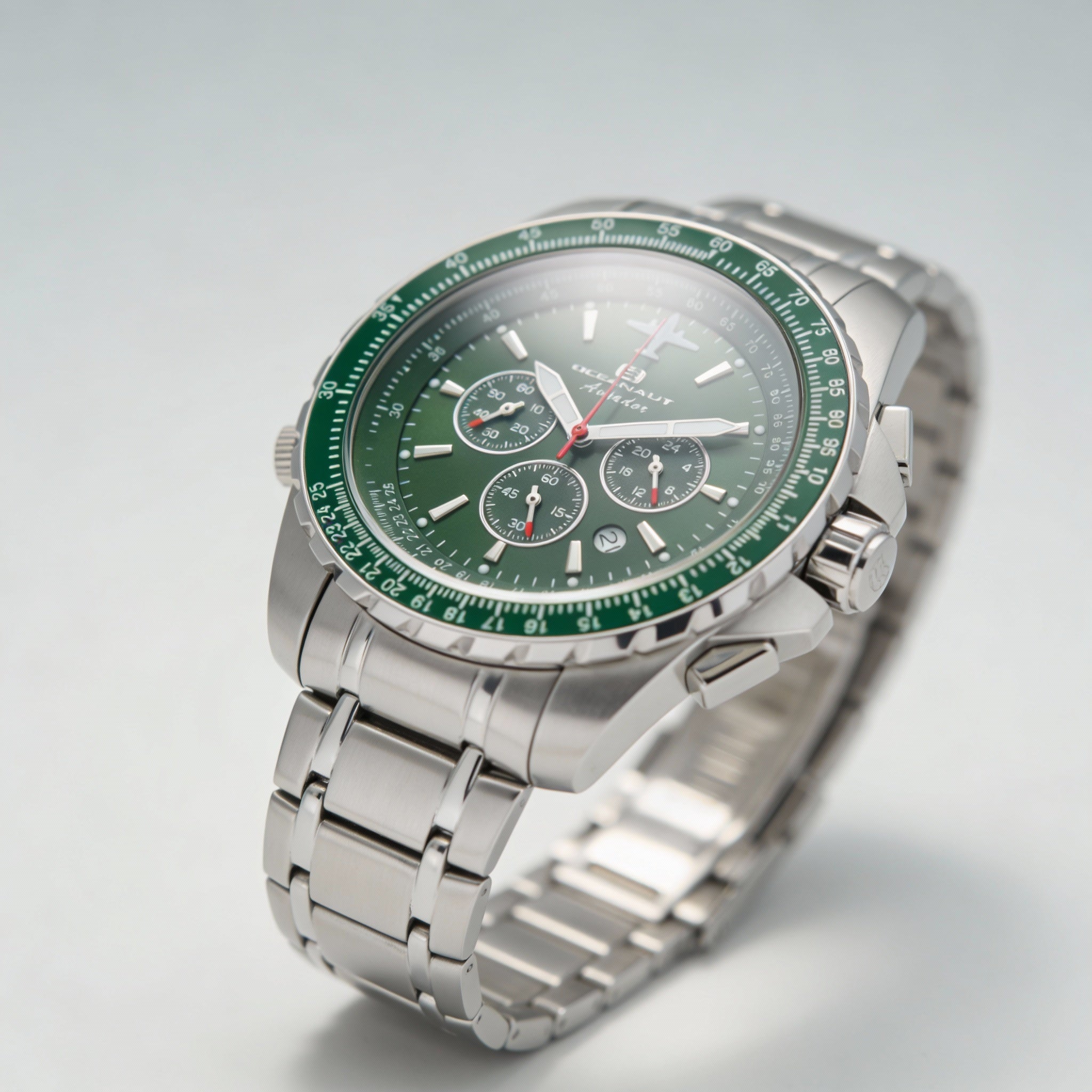 Oceanaut Aviador Pilot - Cronógrafo de cuarzo para hombre, esfera verde, acero inoxidable, 45 mm, Photo 2