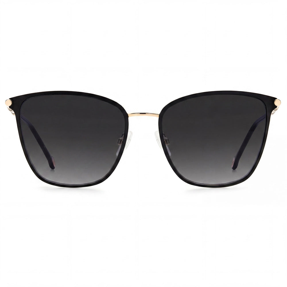 Gafas de sol rectangulares de acero inoxidable Carolina Herrera Ch 0030/S para mujer, doradas y negras, con protección UV del 100 %, 56 mm
