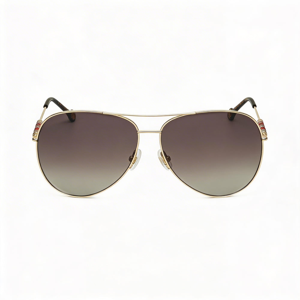 Carolina Herrera Ch 0034/S Women's Gold Brown Gradient Stainless Steel Sunglasses 64mm UV Protected Prescription-Ready