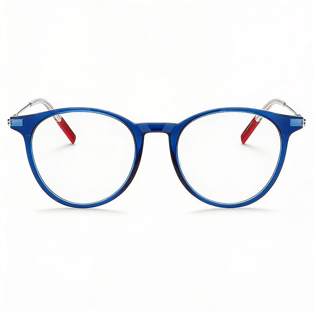 Gafas modernas para hombre Tommy Hilfiger con montura inyectada y lentes de policarbonato no polarizadas de color azul de 49 mm