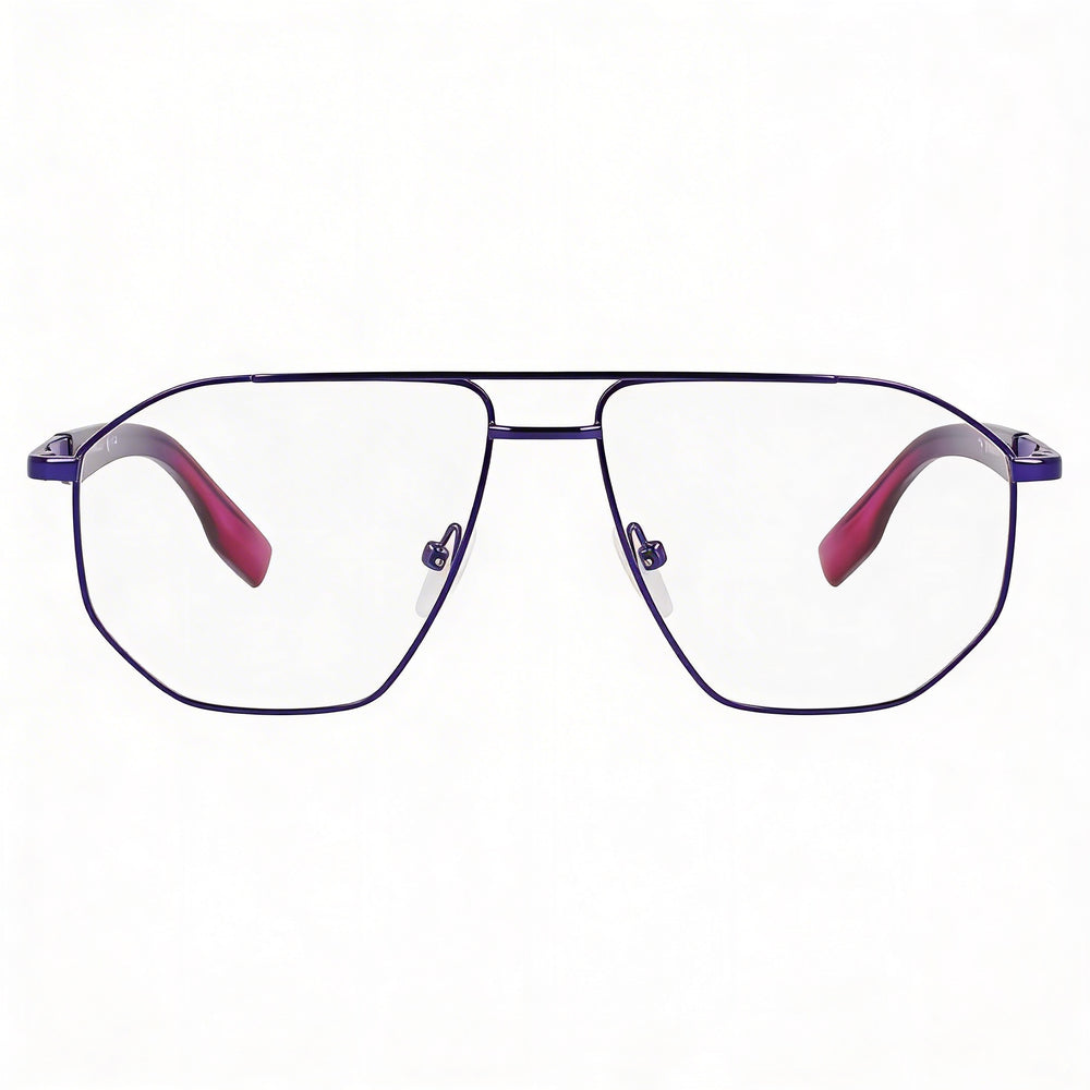 Montura de gafas ópticas para hombre KARL LAGERFELD KL353, diseño de metal azul oscuro, con un ancho de lente de 56 mm