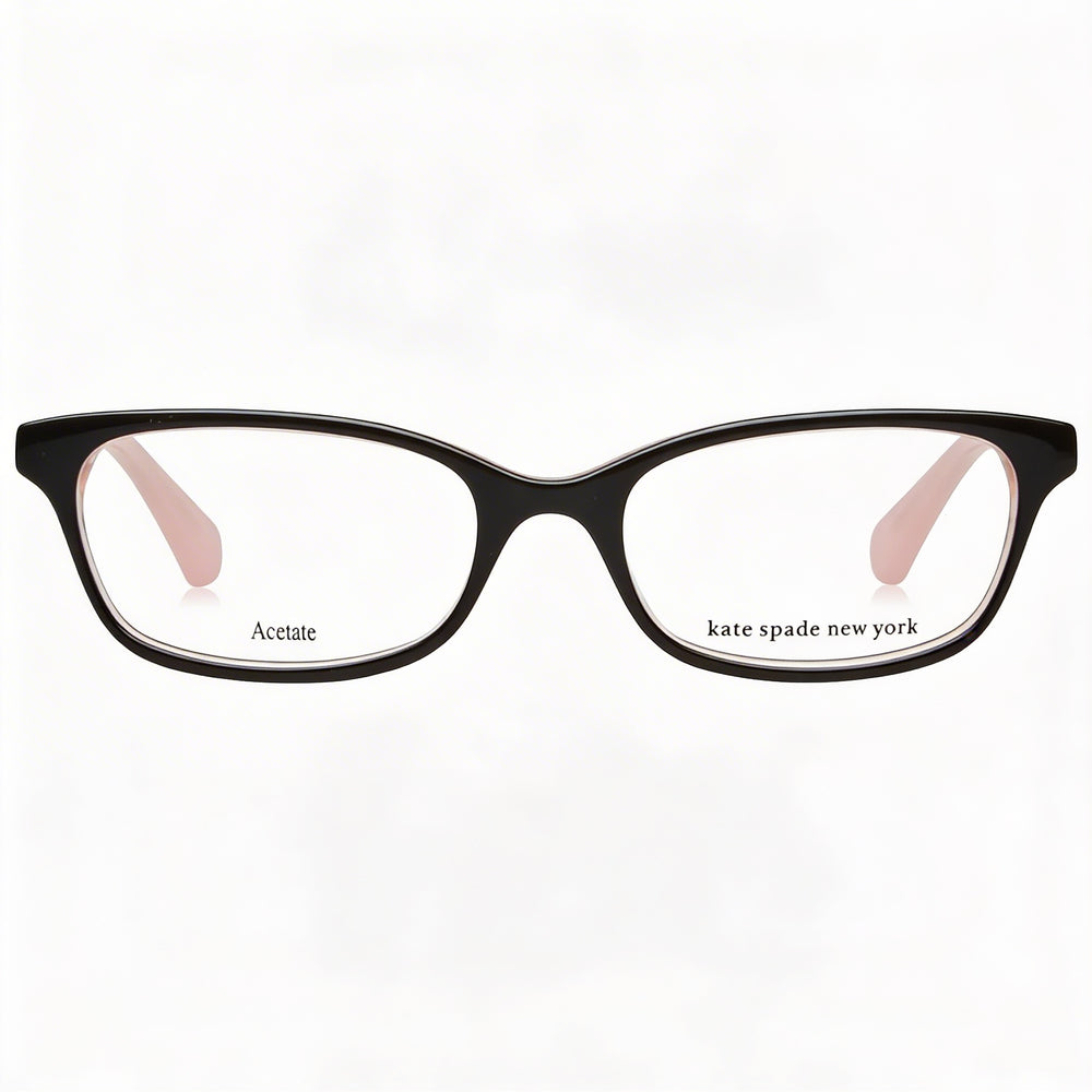 Gafas Kate Spade New York Modern para mujer de acetato, negras transparentes y rosas, con lentes negras de 46 mm