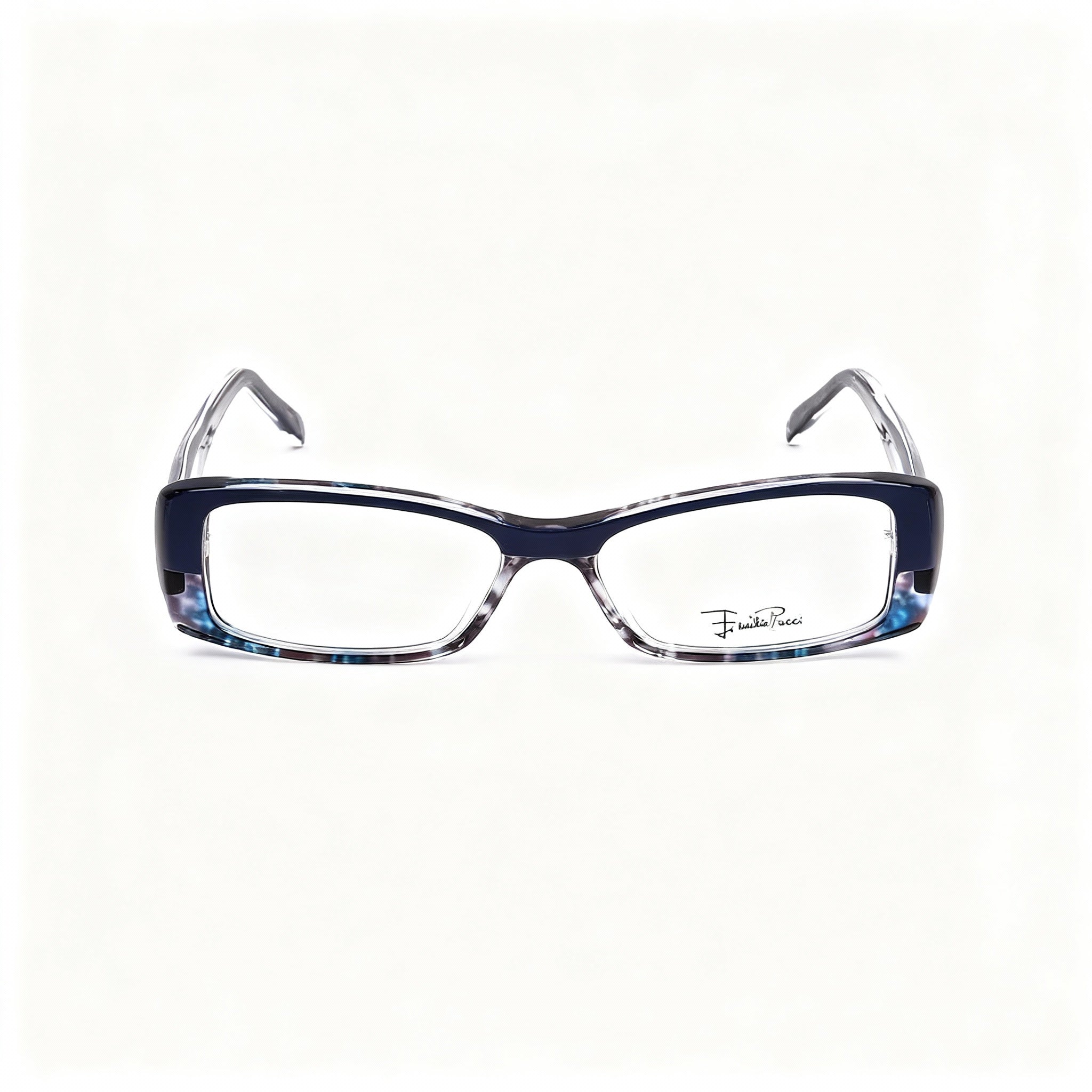 Emilio Pucci EP2651 403 Women's Dark Blue Plastic Rectangle Full Rim Eyeglasses with Clear Lenses 50mm
