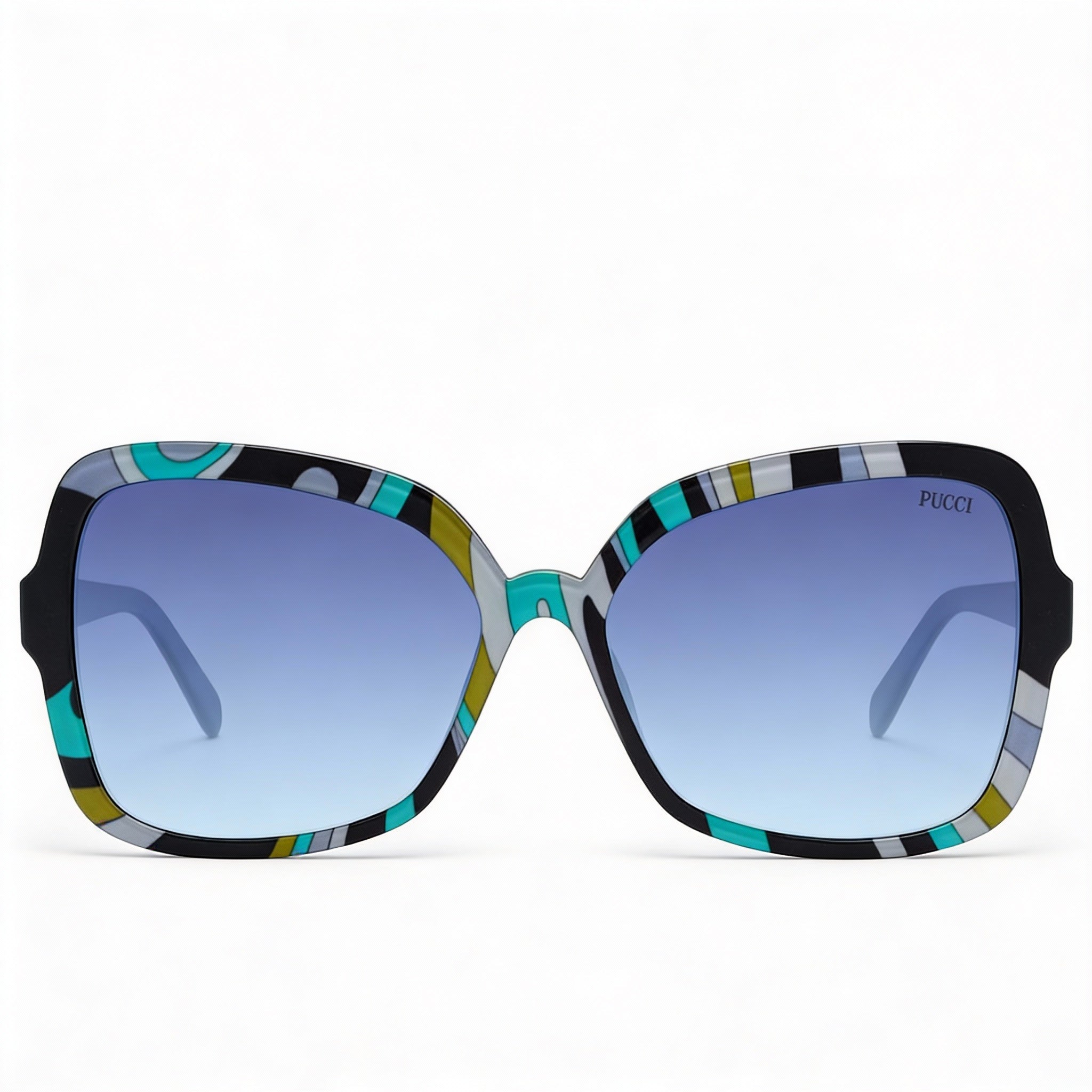 Emilio Pucci Classic Women's Multicolored Plastic Frame Sunglasses with Grey Non-Polarized UV Protected Lenses, Photo 2