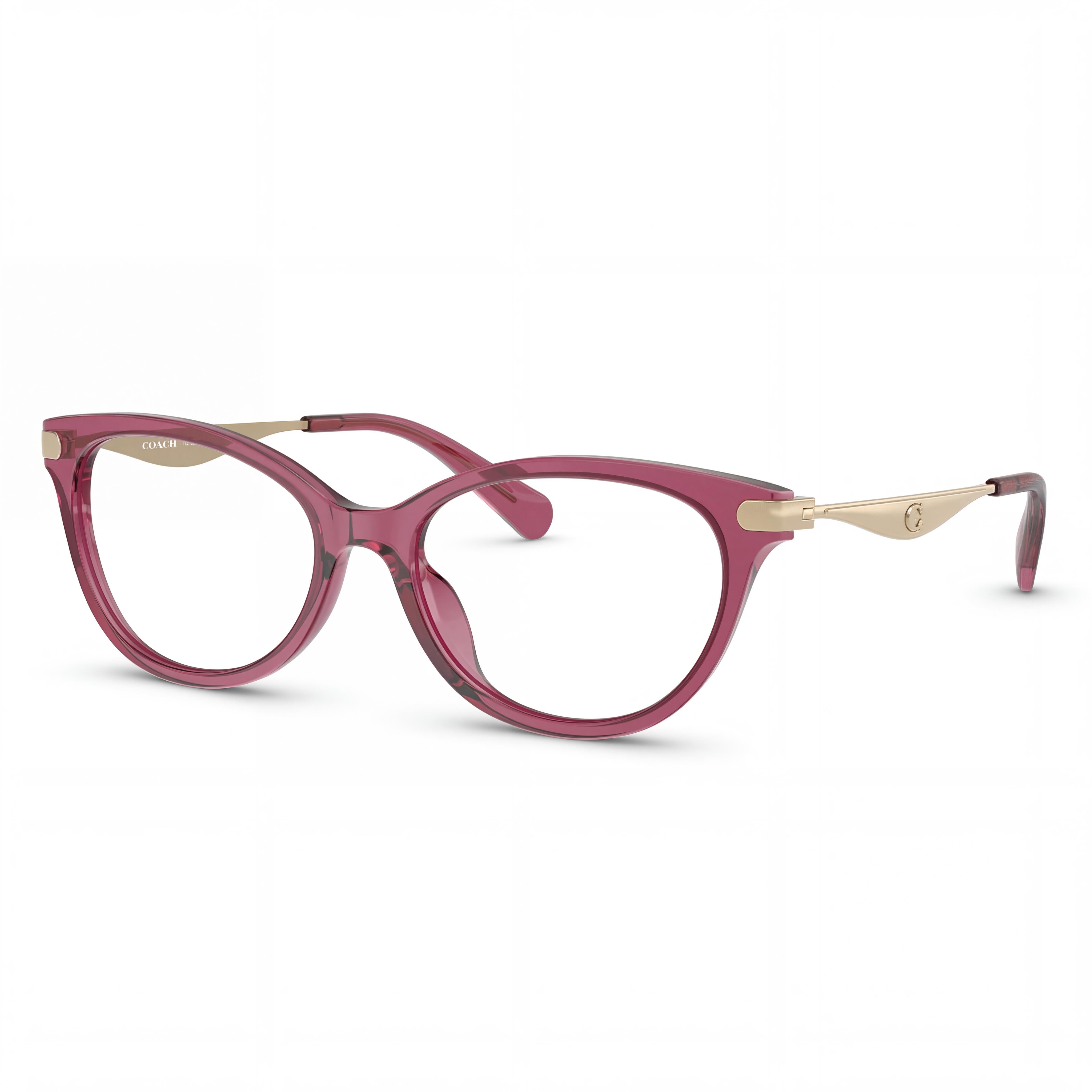 COACH Hc6245u Universal Fit Women's Transparent Burgundy Plastic Frame Eyeglasses with Polycarbonate Lens 53mm, Photo 1