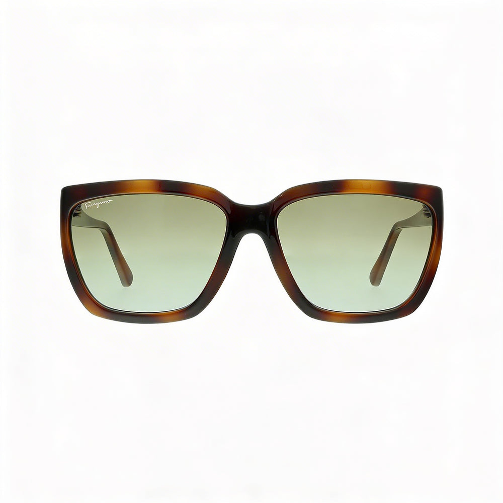 Ferragamo Sf1018s 214 Women's Tortoiseshell Plastic Frame Dark Green Lens 59mm Sunglasses with UV Protection