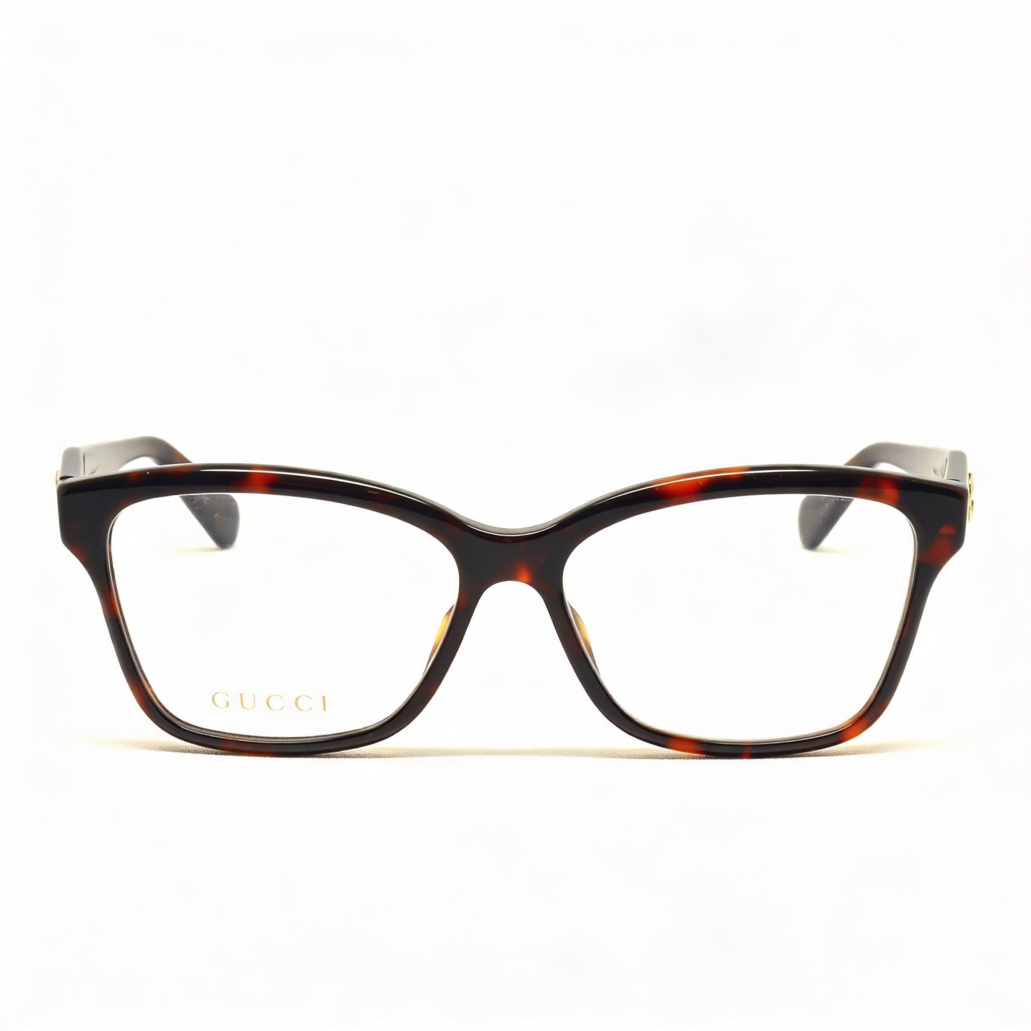 Gucci Women's Havana Acetate Cat Eye Full Rim Eyeglasses with Clear Customisable Lenses, 55mm Lens Width, Photo 2