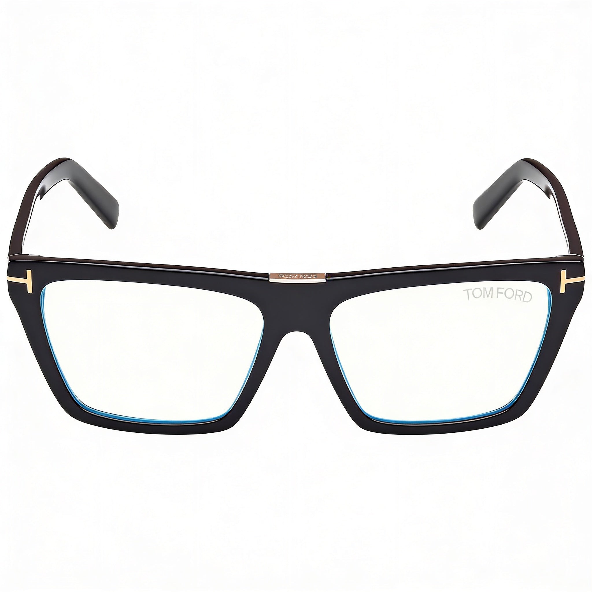 Tom Ford FT5912-B Women's Square Shiny Black Plastic Blue Light Block Lenses 57mm, Photo 2