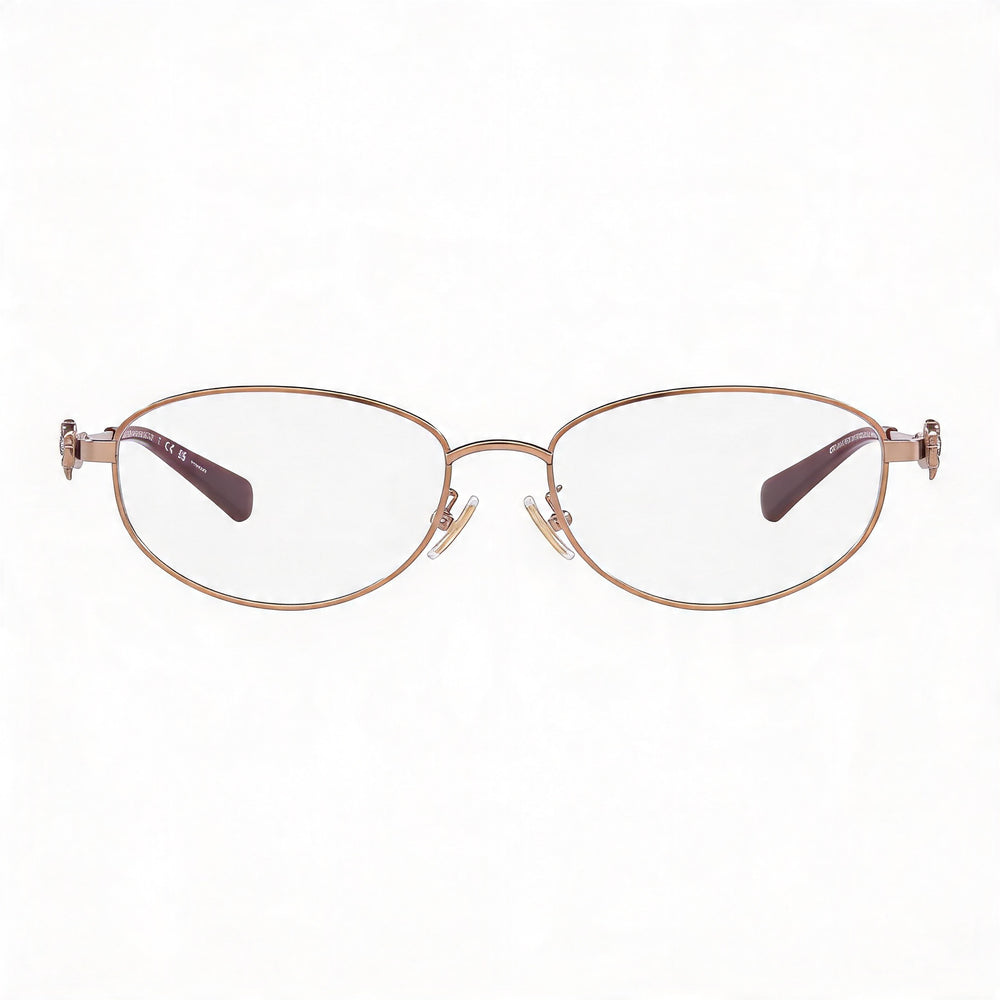 Monturas de gafas COACH Hc5161td de titanio ovalado brillante oro rosa para mujer de 54 mm
