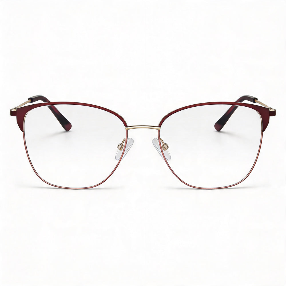 Adensco Classic Men's Burgundy Metal Frame Eyeglasses, Multicolor Polycarbonate Lenses, Size 53-16-135
