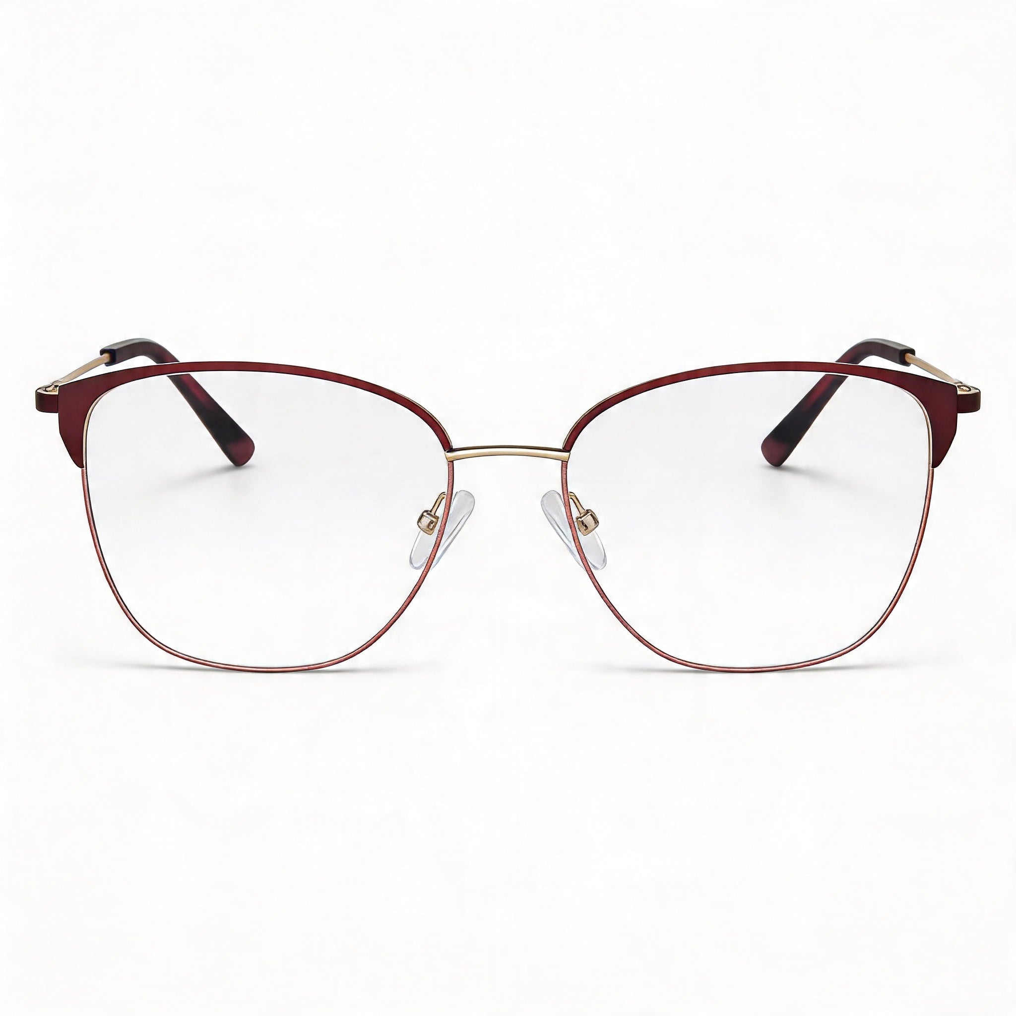 Adensco Classic Men's Burgundy Metal Frame Eyeglasses, Multicolor Polycarbonate Lenses, Size 53-16-135, Photo 2