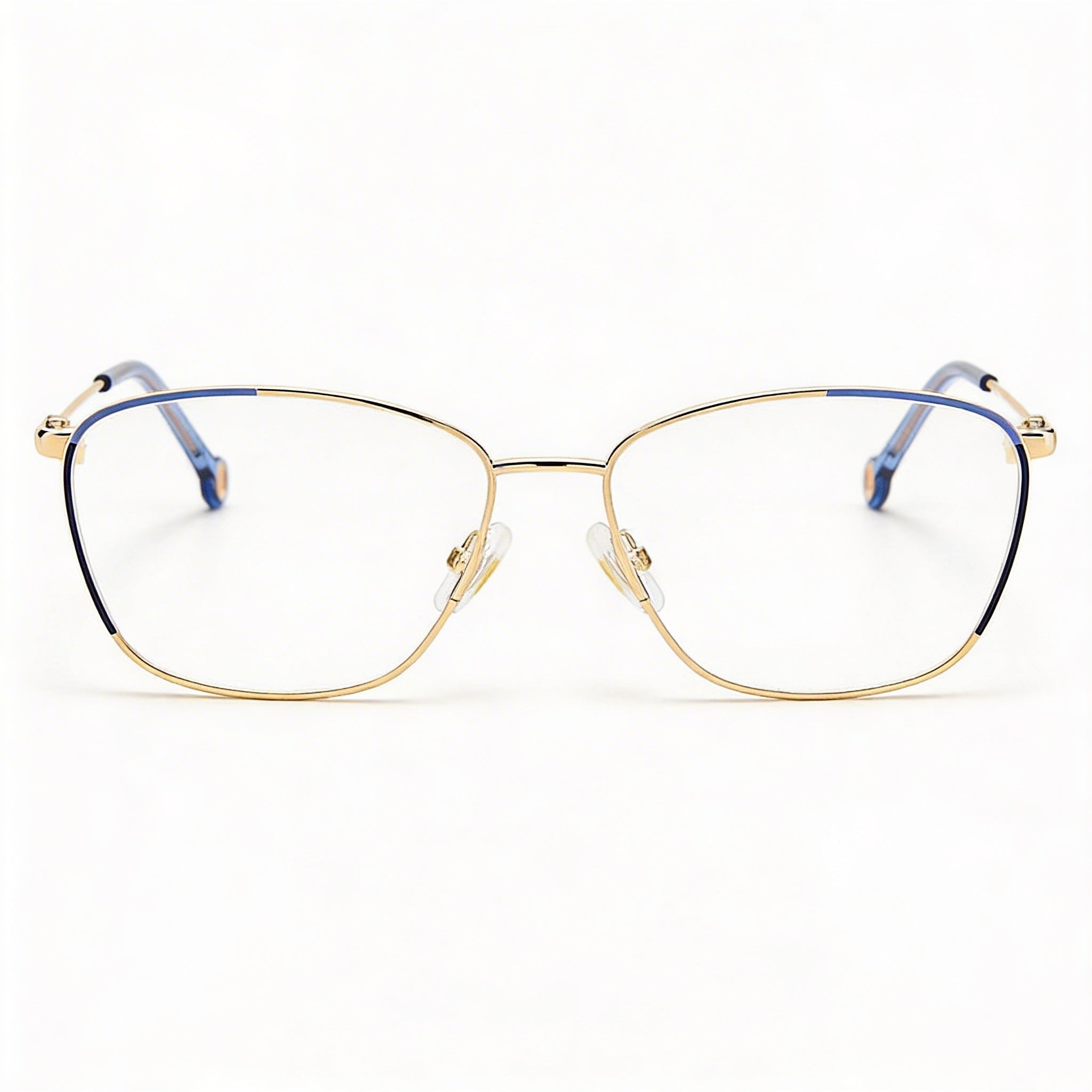 Carolina Herrera Ch 0060 Gafas de sol para mujer con montura de acero inoxidable, policarbonato, no polarizadas, doradas y azules, 57mm, Photo 1