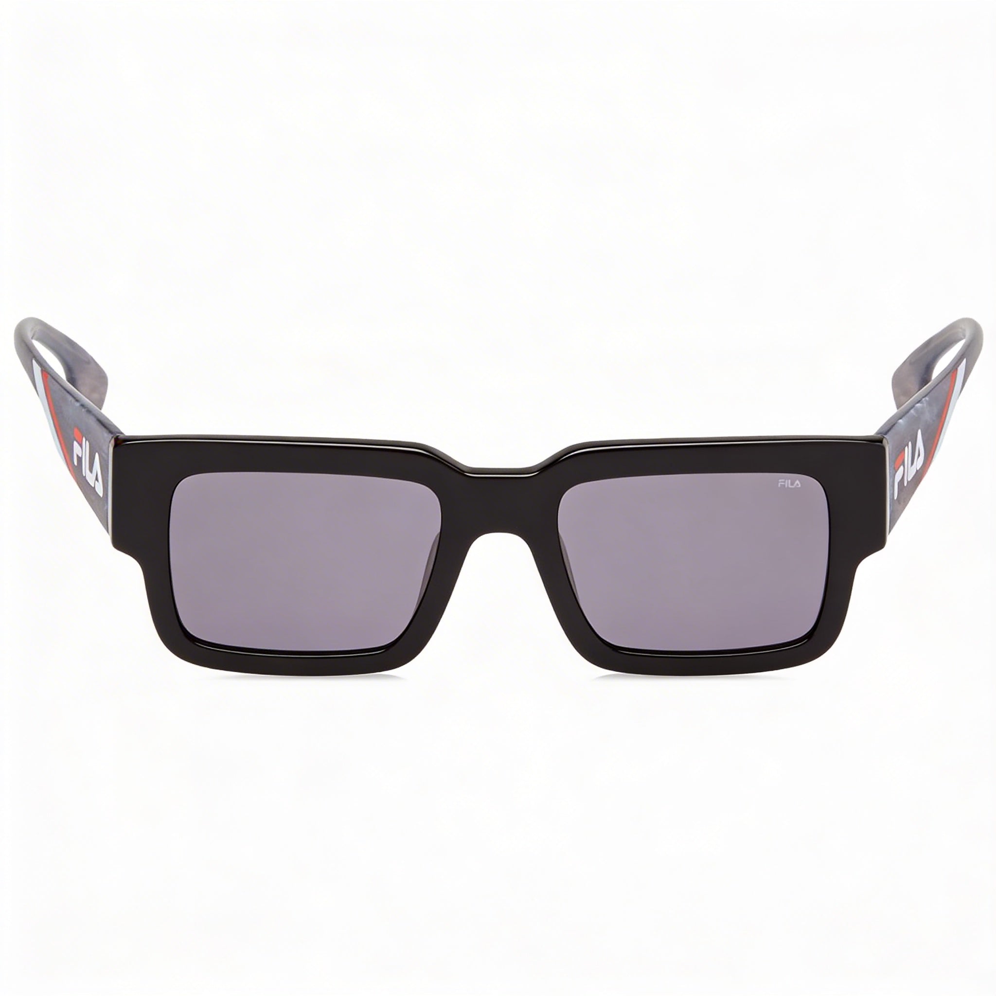 Gafas de sol casuales Fila para hombre con montura de acetato negro brillante y lentes de cristal ahumado 51-20-140, Photo 2