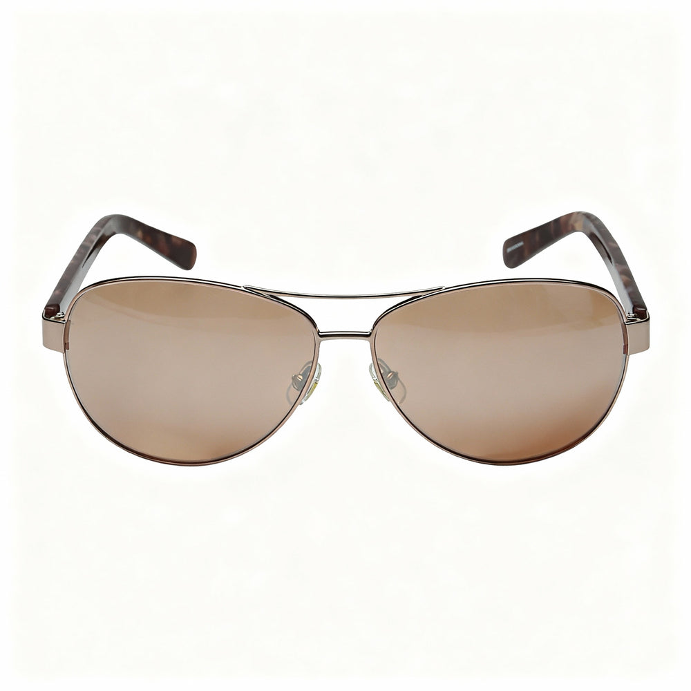 Gafas de sol estilo aviador Kate Spade New York Dalia 2 para mujer, de acero inoxidable, con espejo en oro rosa y marrón, lentes marrones, 58-12-135