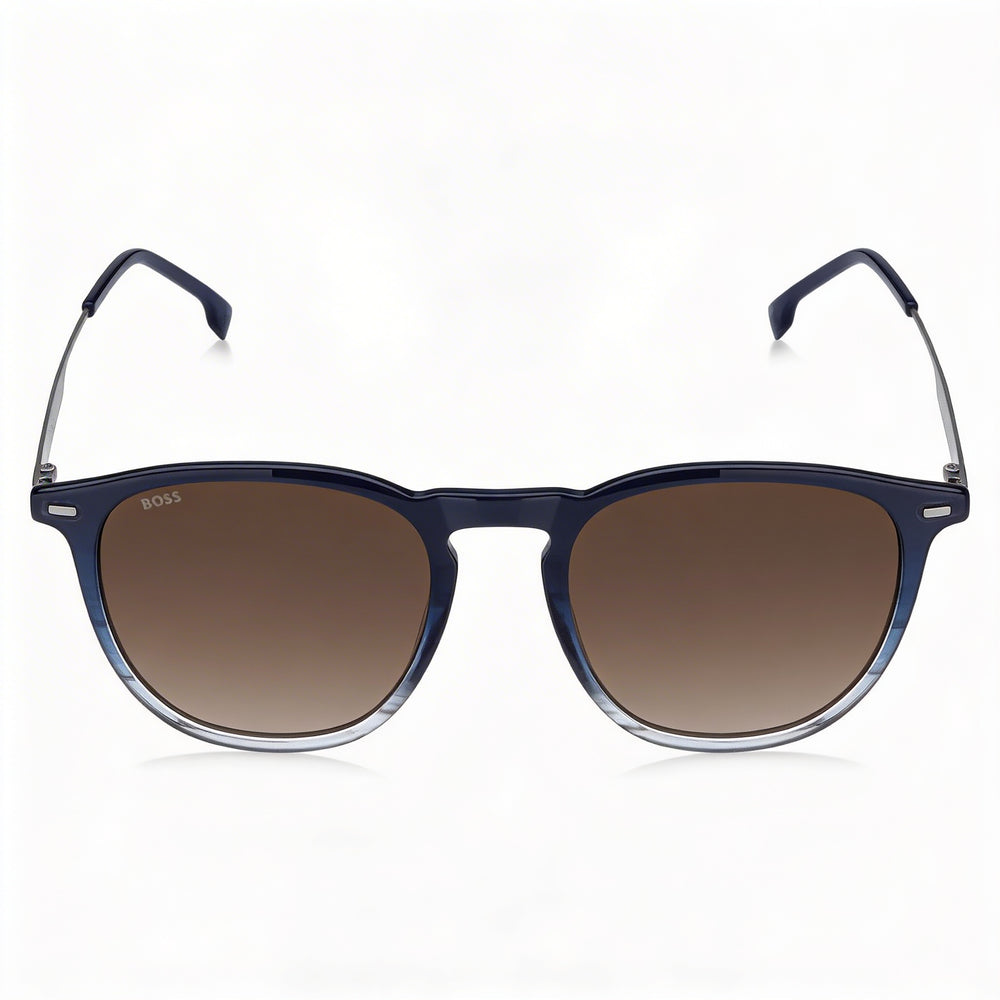 Gafas de sol Hugo Boss Modern para hombre, de acetato azul claro con cuerno de rutenio, sin polarizar, con protección UV, de 52 mm de ancho de lente