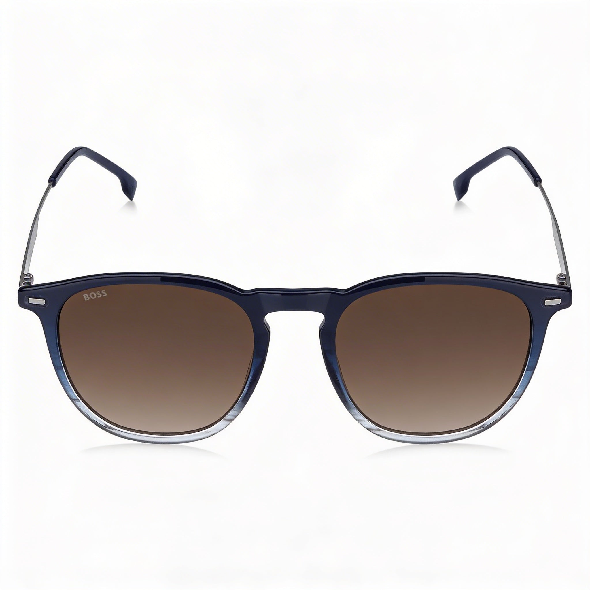 Gafas de sol Hugo Boss Modern para hombre, de acetato azul claro con cuerno de rutenio, sin polarizar, con protección UV, de 52 mm de ancho de lente, Photo 2