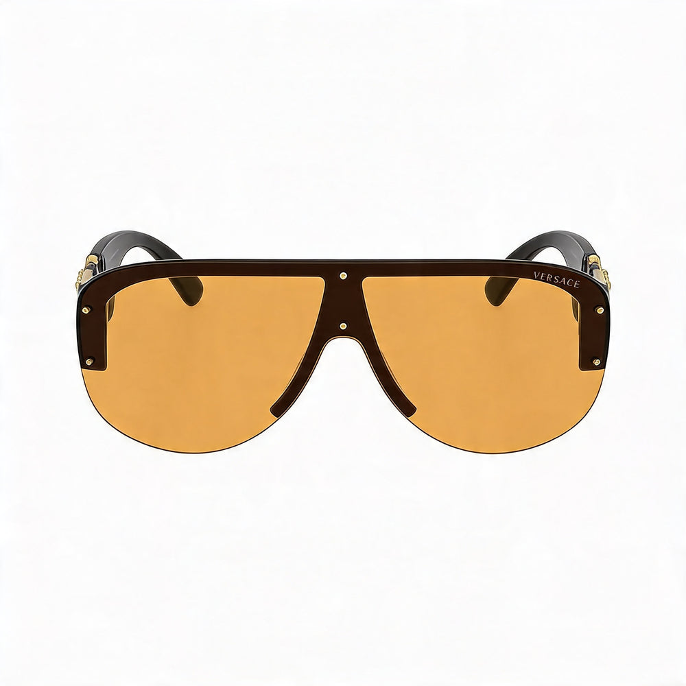 Versace Wayfarers Unisex Black Plastic Frame Sunglasses with Orange Lenses, UV Protected, 48mm