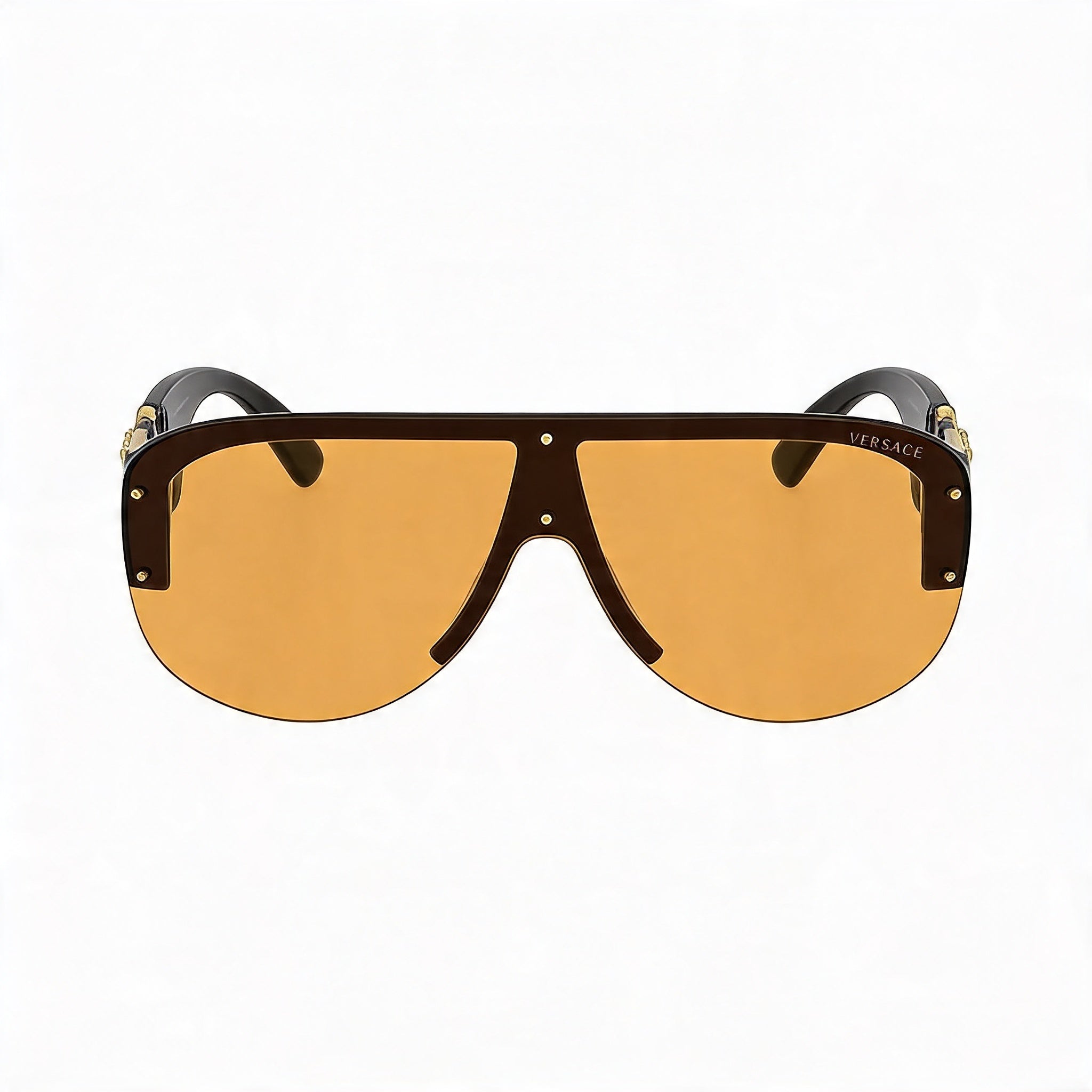 Versace Wayfarers Unisex Black Plastic Frame Sunglasses with Orange Lenses, UV Protected, 48mm, Photo 2