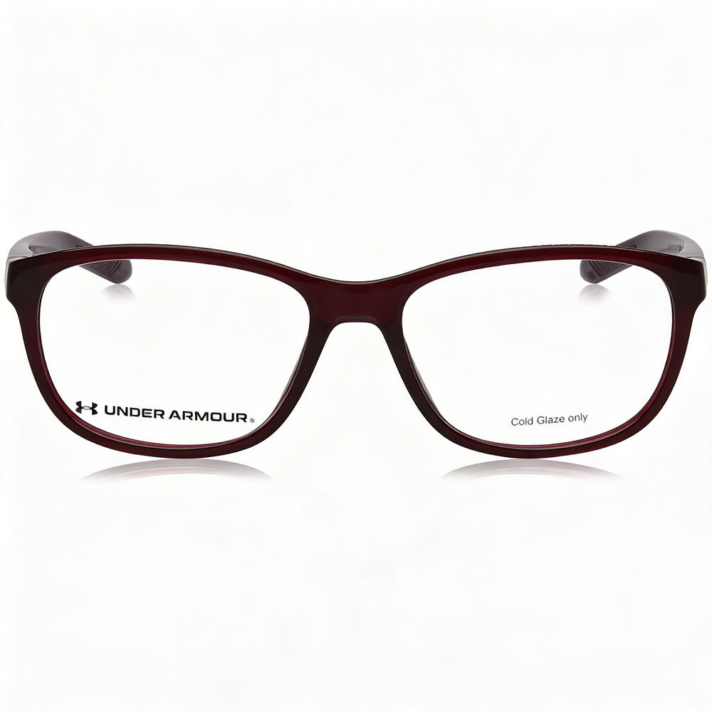 Monturas ópticas rectangulares de poliamida Under Armour Ua 5025 para mujer, color rojo cristal, 53 mm