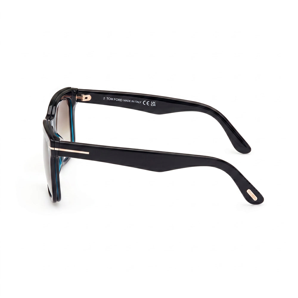 Gafas de sol Marcolin Classic para mujer con montura negra brillante, lentes negras y filtro azul de plástico de 54 mm