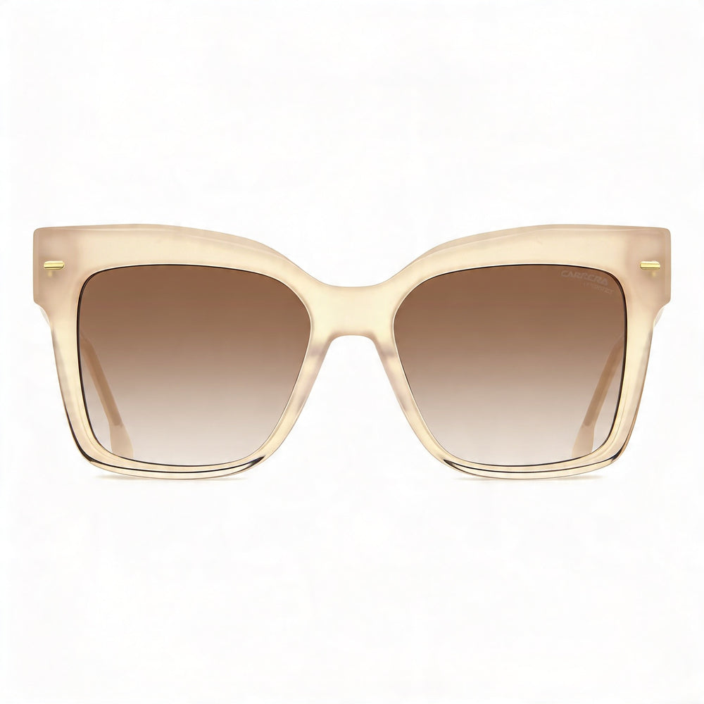 Carrera Casual Gafas de sol para mujer con montura de acetato color marfil, lentes marrones degradadas no polarizadas, lente de 54 mm, puente de 17 mm, patillas de 140 mm