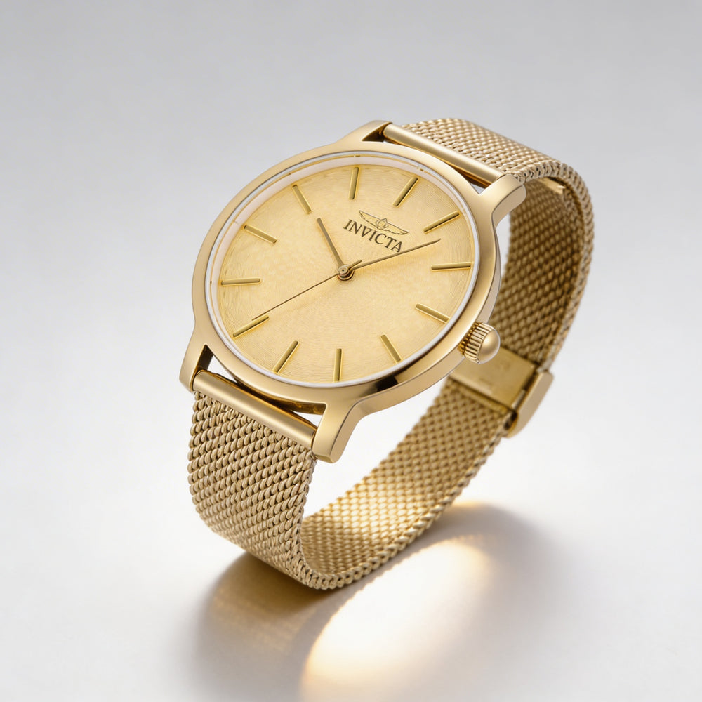 Invicta Wildflower 48973 Women's Gold Dial Stainless Steel Bracelet Quartz Watch 38mm 3 ATM Water Resistant