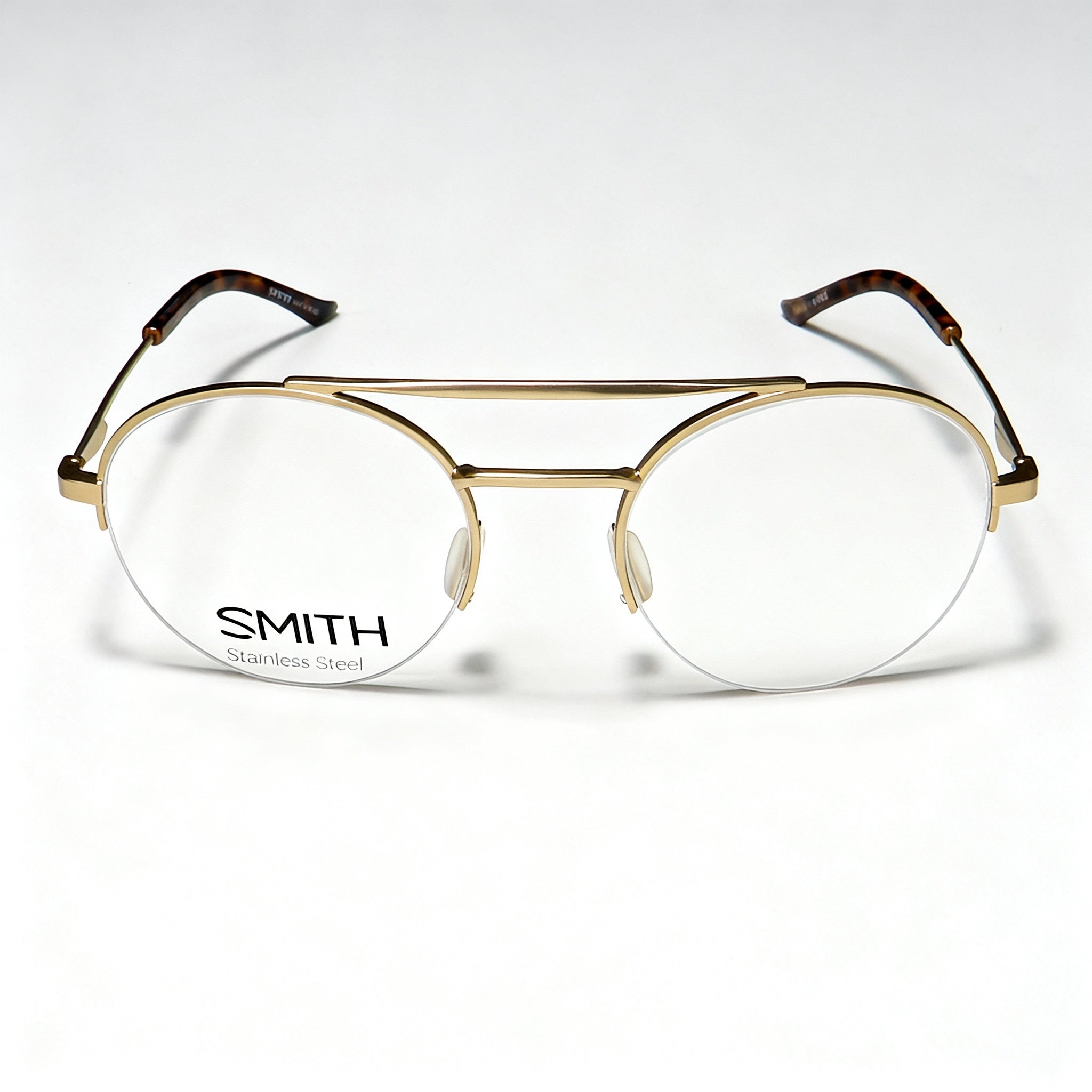 SMITH Porter Men's Semi Matte Gold Stainless Steel Eyeglasses with Demo Lenses, Lens Width 52mm Bridge 20mm Temple 140mm
