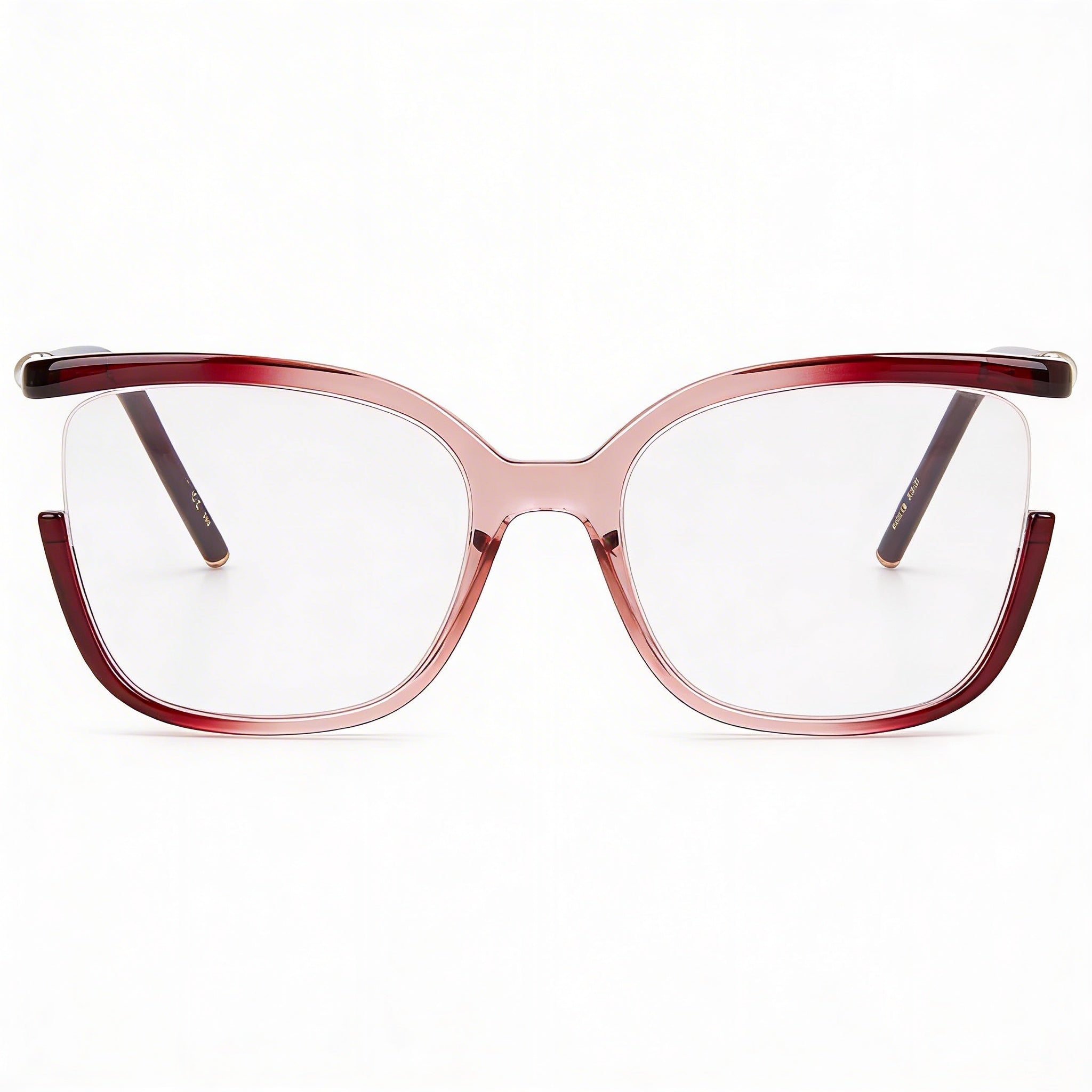 Carolina Herrera CH/0004 Women's Semi Rim Square Propionate Eyeglasses Burgundy Nude Rose Gold 53-19-140, Photo 2