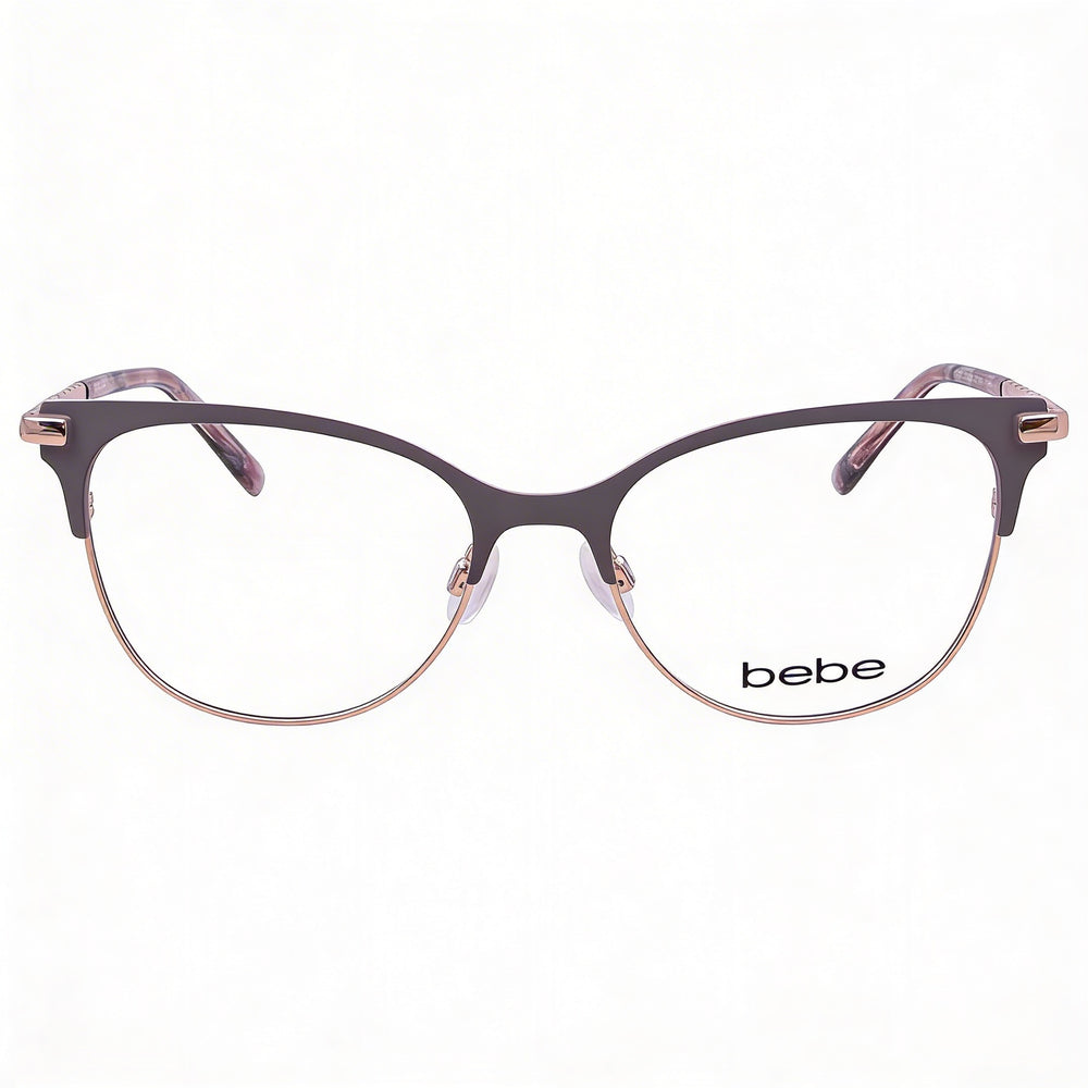 bebe Bb5224 Women's Full Rim Cat Eye Eyeglasses Frame with Pink Metal, Lens Width 52mm