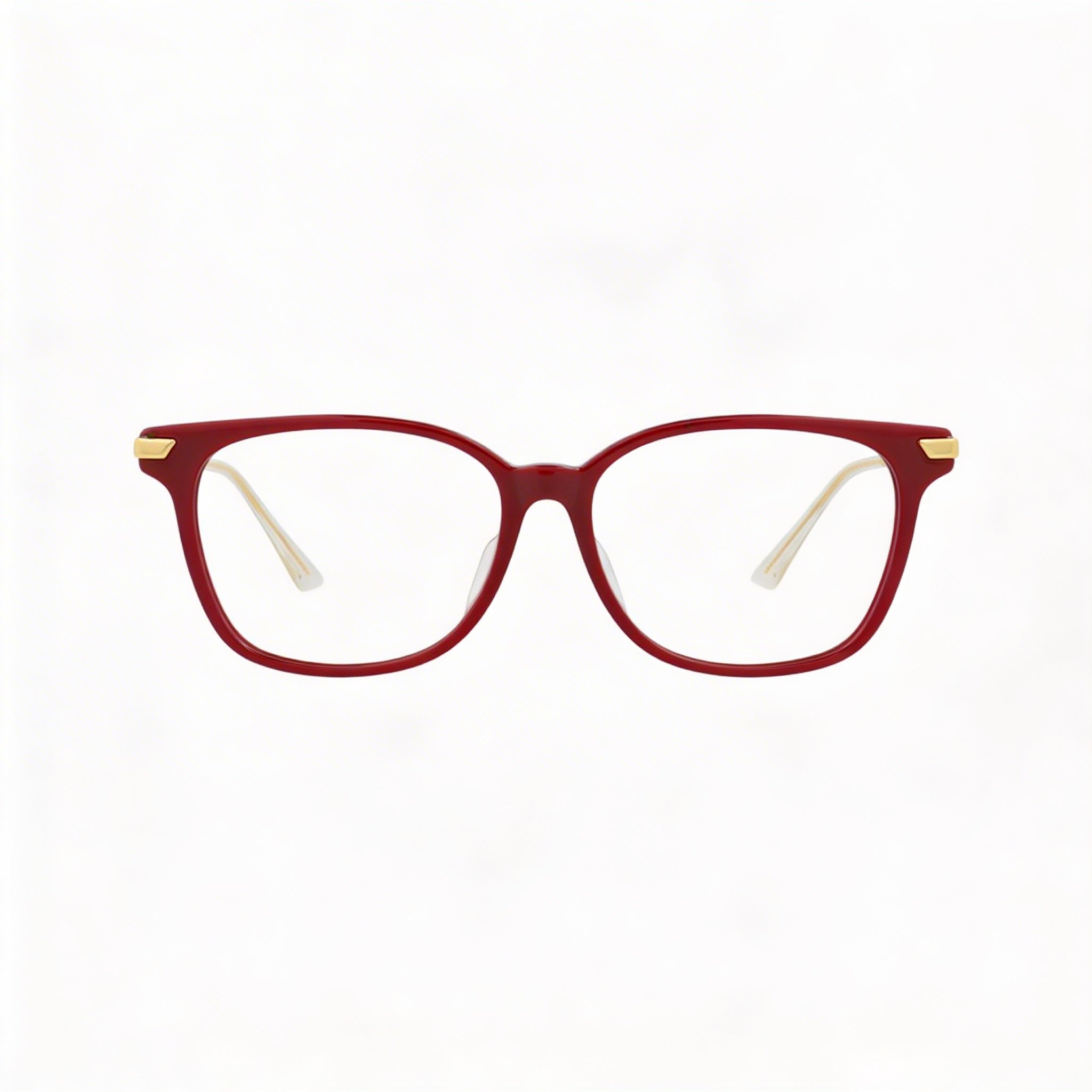 Gafas Ópticas Cuadradas/Rectangulares Bottega Veneta para Mujer, Montura de Plástico Transparente Burdeos y Dorado, 53mm, Photo 2