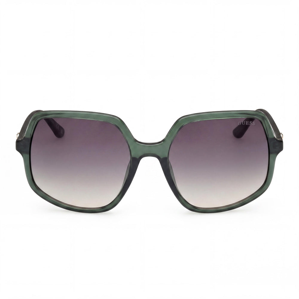 GUESS GU00257 Women's Shiny Dark Green Plastic Sunglasses Gradient Green Lenses 57mm UV Protection