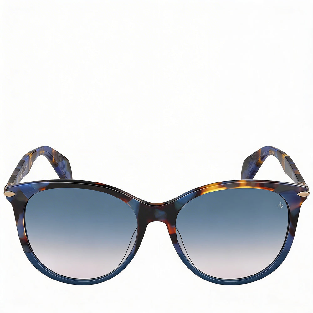 Gafas de acetato Rag & Bone Rnb1020/s para mujer, montura Habana azul, lentes melocotón doble tono azul de 54 mm