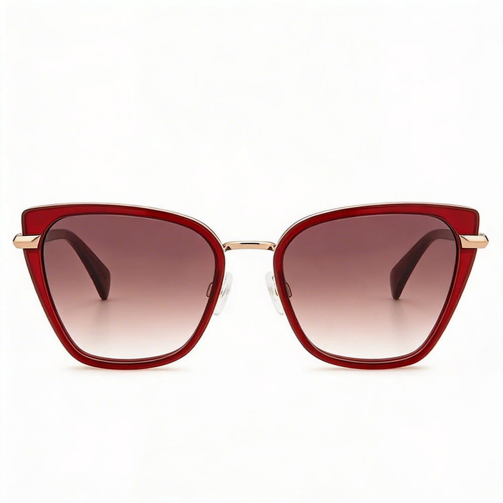 Gafas de sol Rag & Bone modernas para mujer, montura de metal burdeos, protección UV no polarizada, ancho de lente de 56 mm