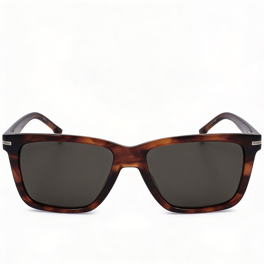 Hugo Boss 1598/S Style & Expression Unisex Rectangular Eco Acetate Brown Horn Grey Lens 55mm Sunglasses
