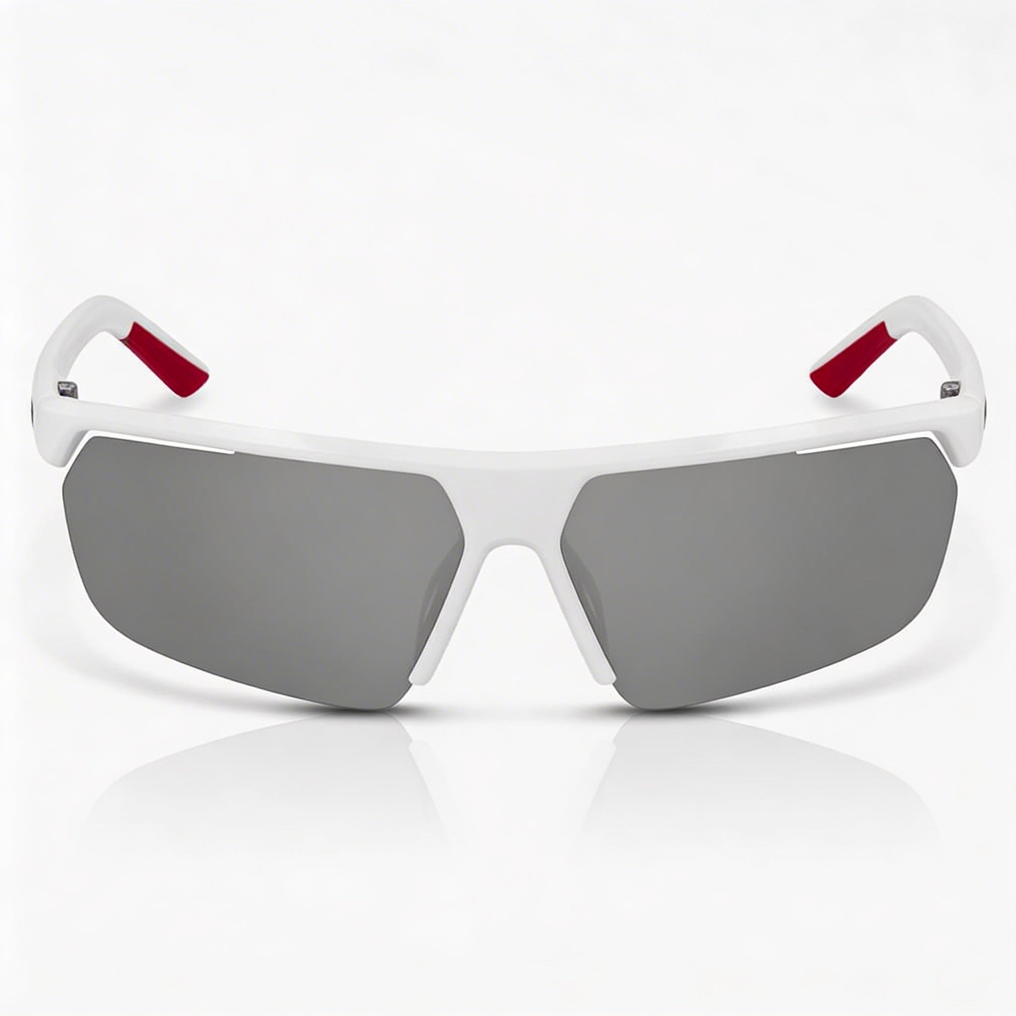 Gafas de sol de plástico Nike Gale Force unisex deportivas semirrim al aire, blancas, gris lobo, plata flash, 71 mm, Photo 2