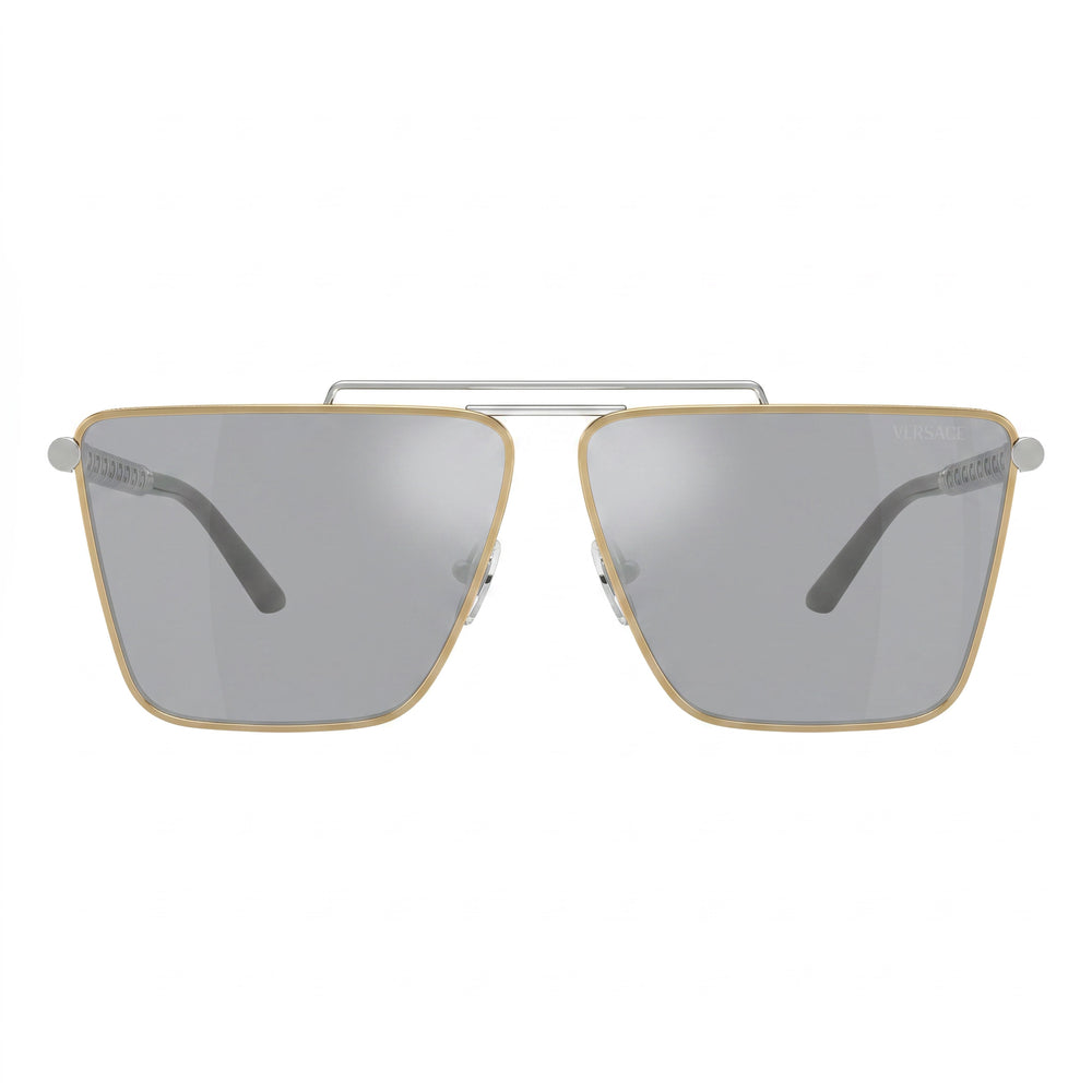 Gafas de sol unisex contemporáneas Versace de metal multicolor con espejo plateado y protección UV de 64 mm