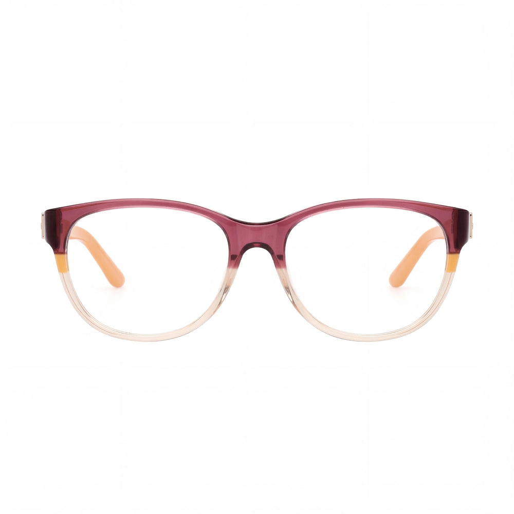 GUESS Gu2980 Gafas ópticas para mujer con montura de plástico a rayas naranjas y lentes de policarbonato, 53 mm