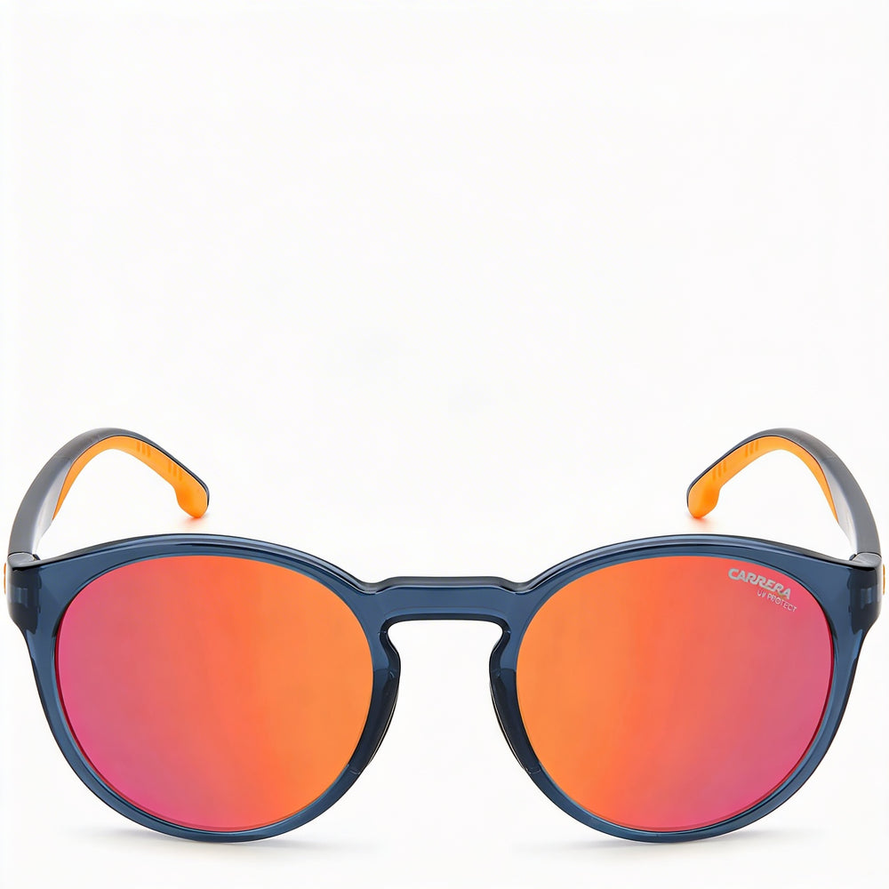 Carrera 8056/S Men's Blue Frame Sunglasses with Mirror Fire Red Non-Polarized Lenses and UV Protection 51mm