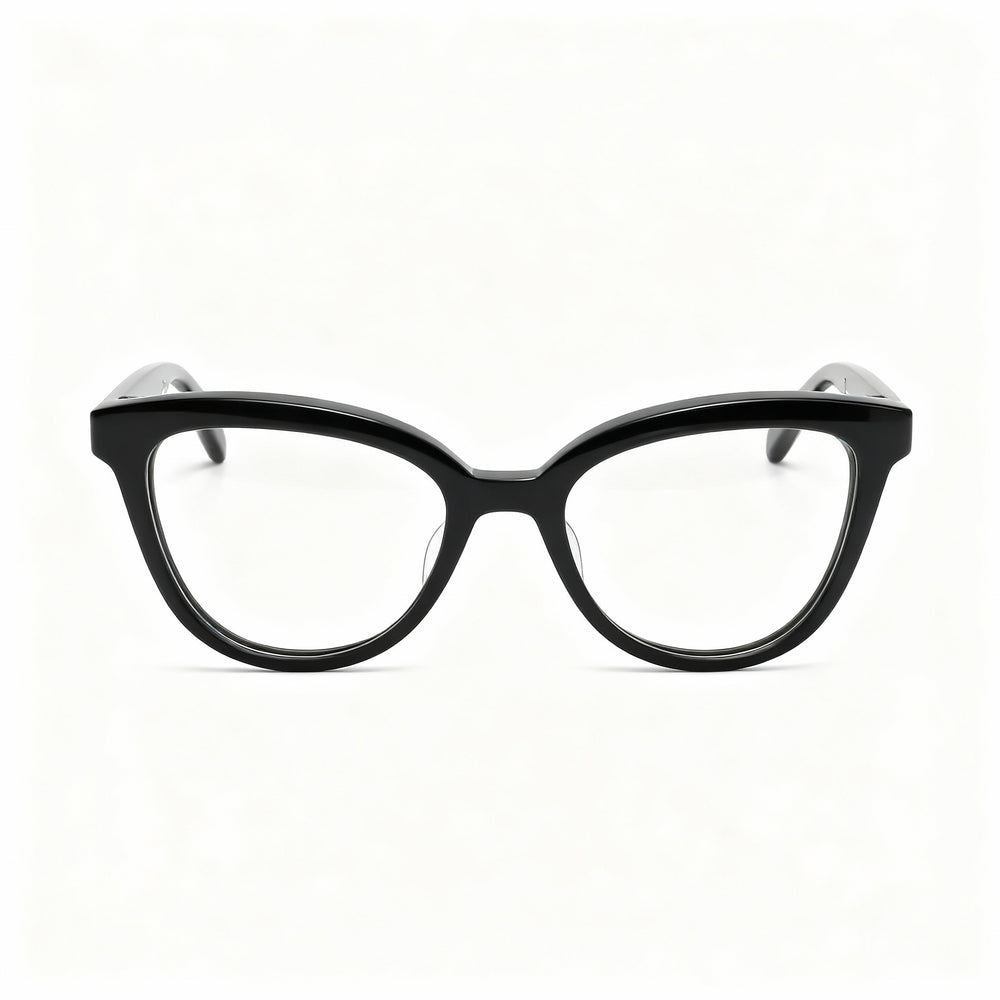 TOUS Women's Cat Eye Casual Fashion Glossy Black Acetate Optical Frames 50-17-135