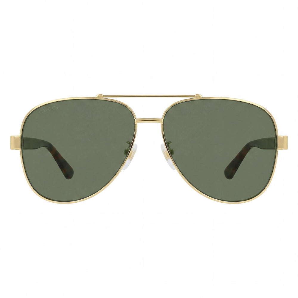 Gucci GG0528S-009 Gafas de Sol Aviador Unisex Oro Cristal Verde Plástico No Polarizadas con Protección UV 63mm