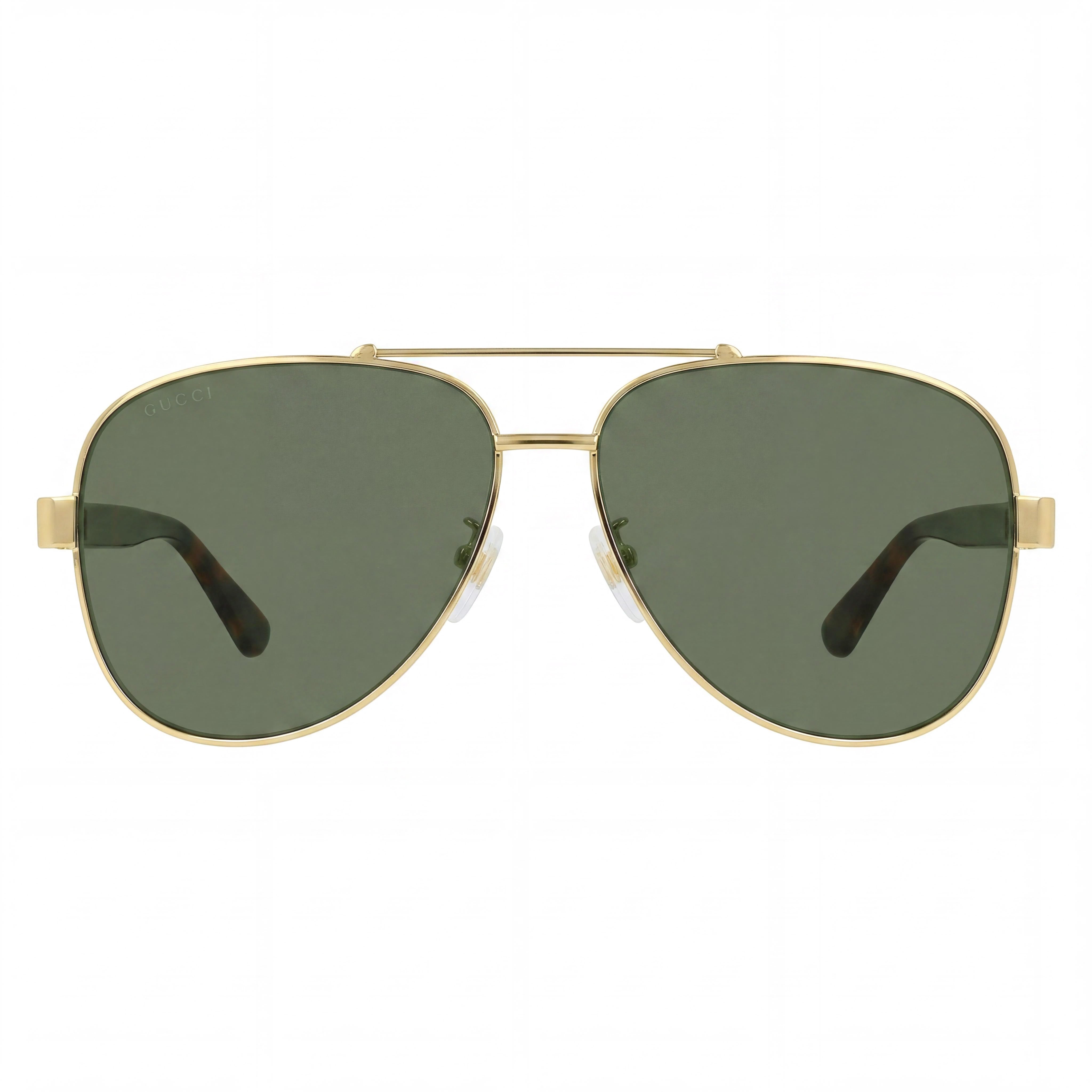 Gafas de sol de aviador Gucci unisex, de plástico dorado con cristal verde, sin polarizar y con protección UV de 63 mm, Photo 2