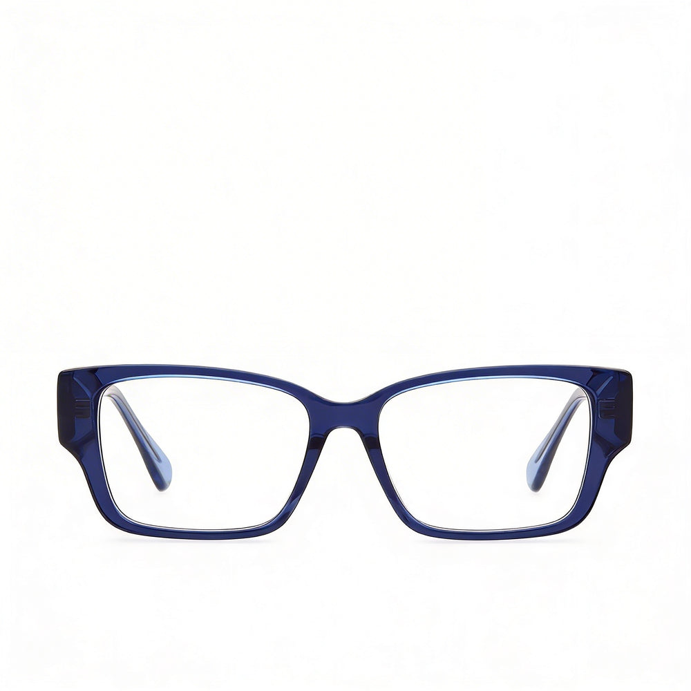 Montura de gafas rectangular de plástico azul Max & Co. para mujer, ancho de lente de 52 mm, ancho de puente de 15 mm, longitud de patilla de 140 mm