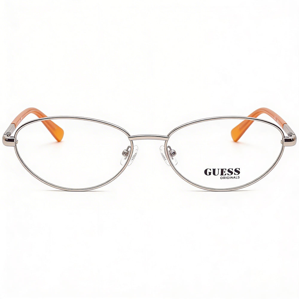 Guess Gu8238 Men's Shiny Gunmetal Metal Optical Frames with Clear Demo Lenses, Prescription Ready, 55mm Lens Width